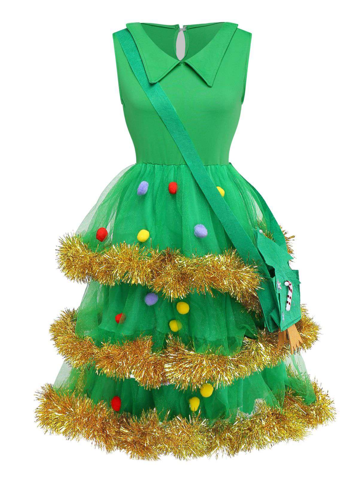 Ensemble de robe à volants vert sapin de Noël des années 1950 - Image 3