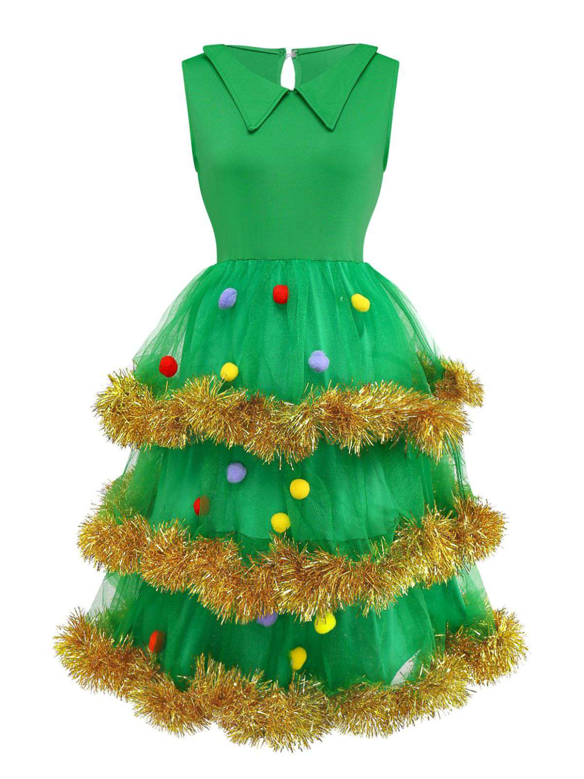 Ensemble de robe à volants vert sapin de Noël des années 1950 - Image 4