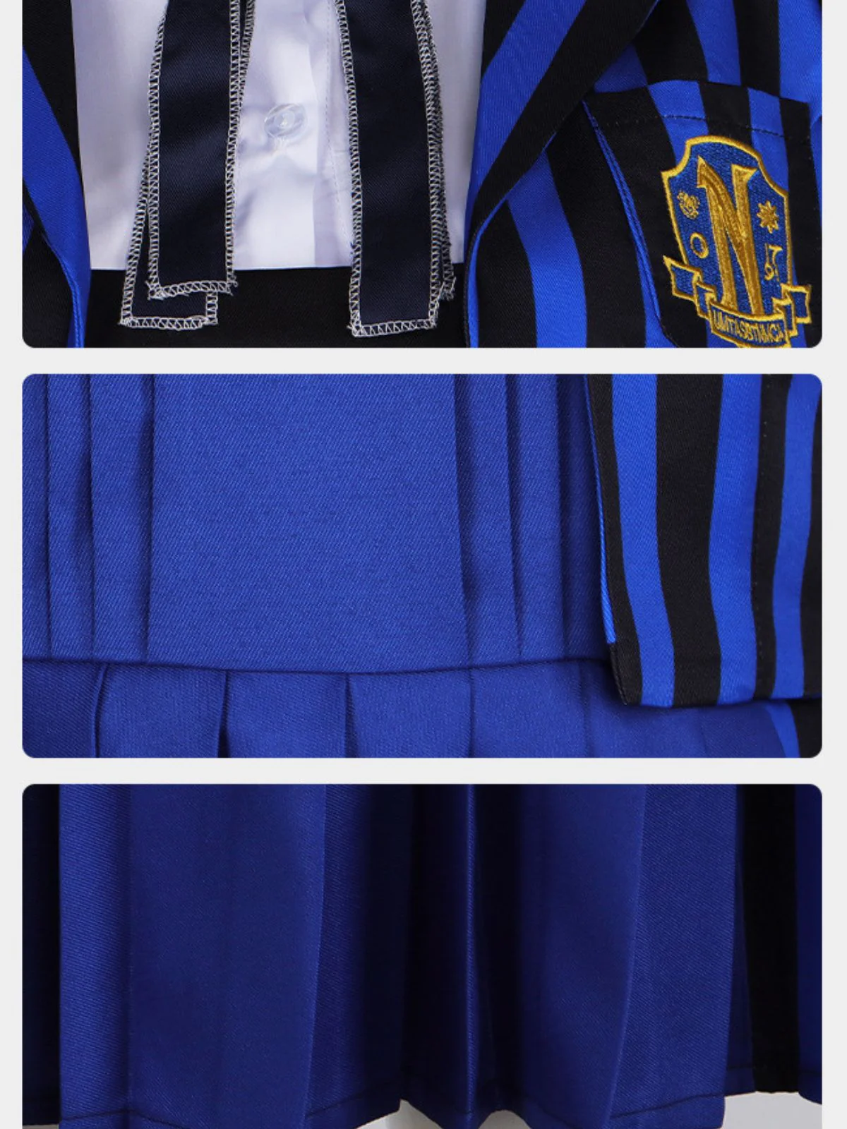 Ensemble d'uniforme bleue rayé Wednesday Enid années 1940 - Image 3