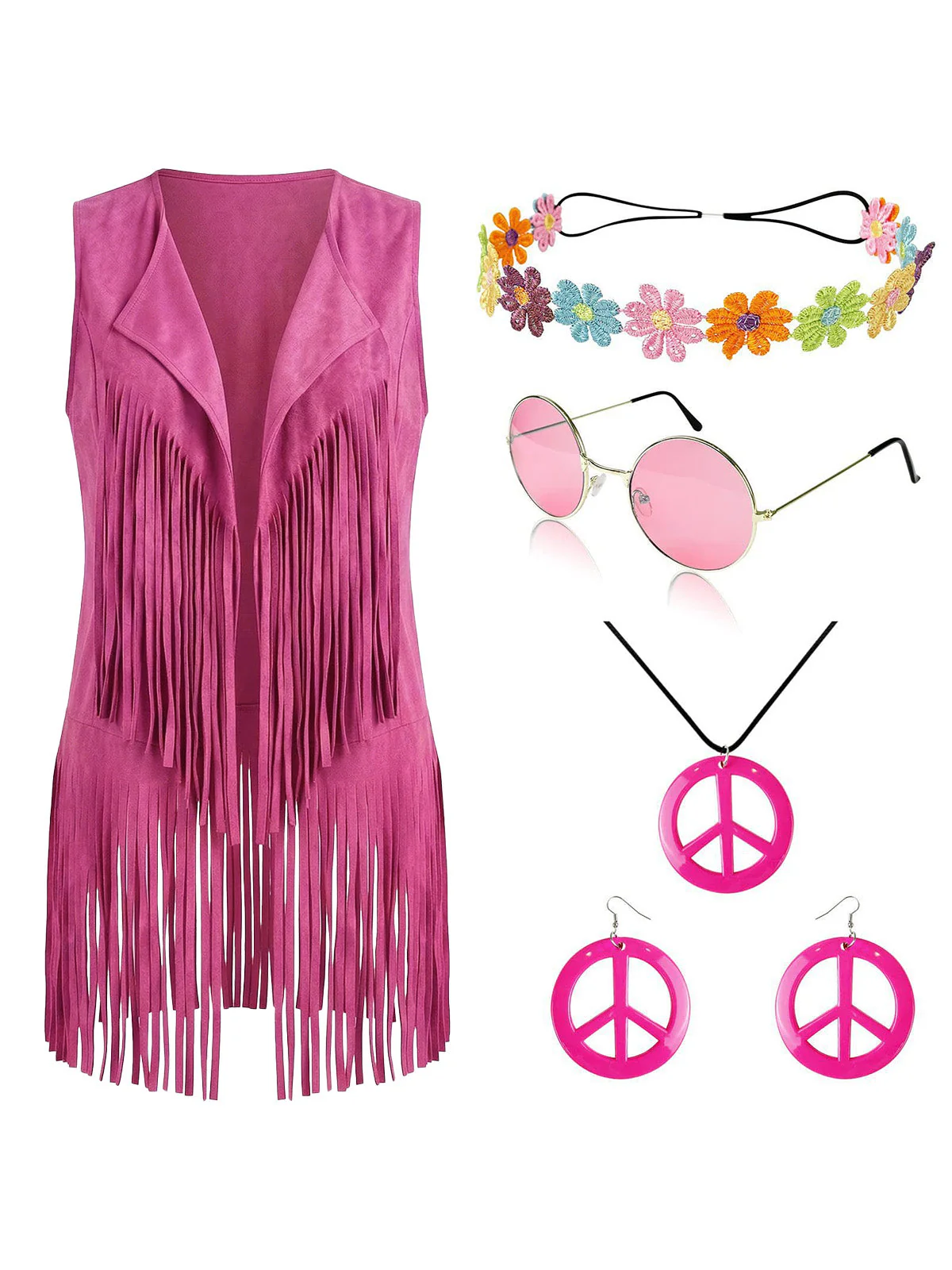 Ensemble gilet en faux daim à pompons disco années 1970 - Image 10