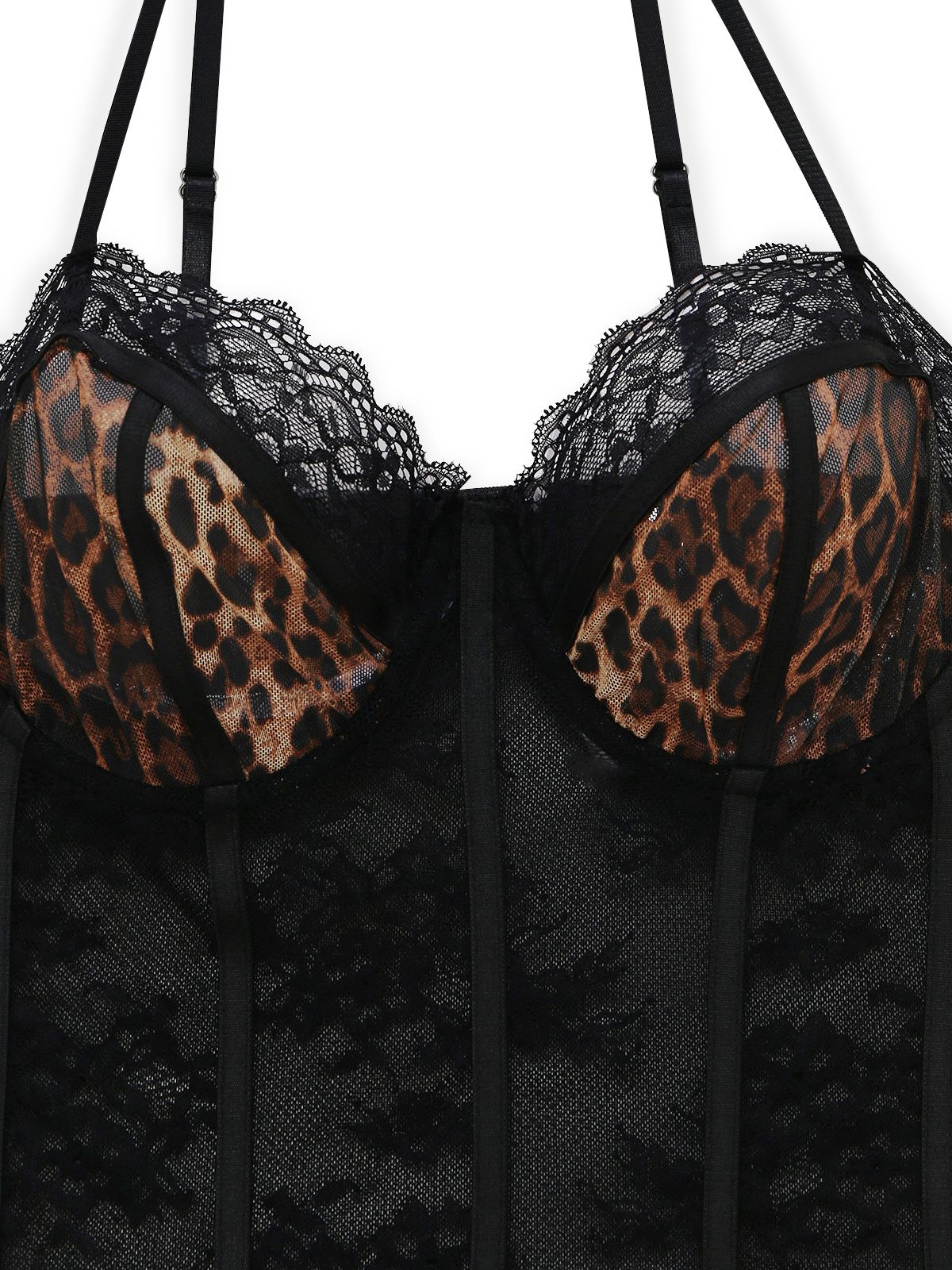 Ensemble lingerie body dentelle léopard tablier années 1980 - Image 10