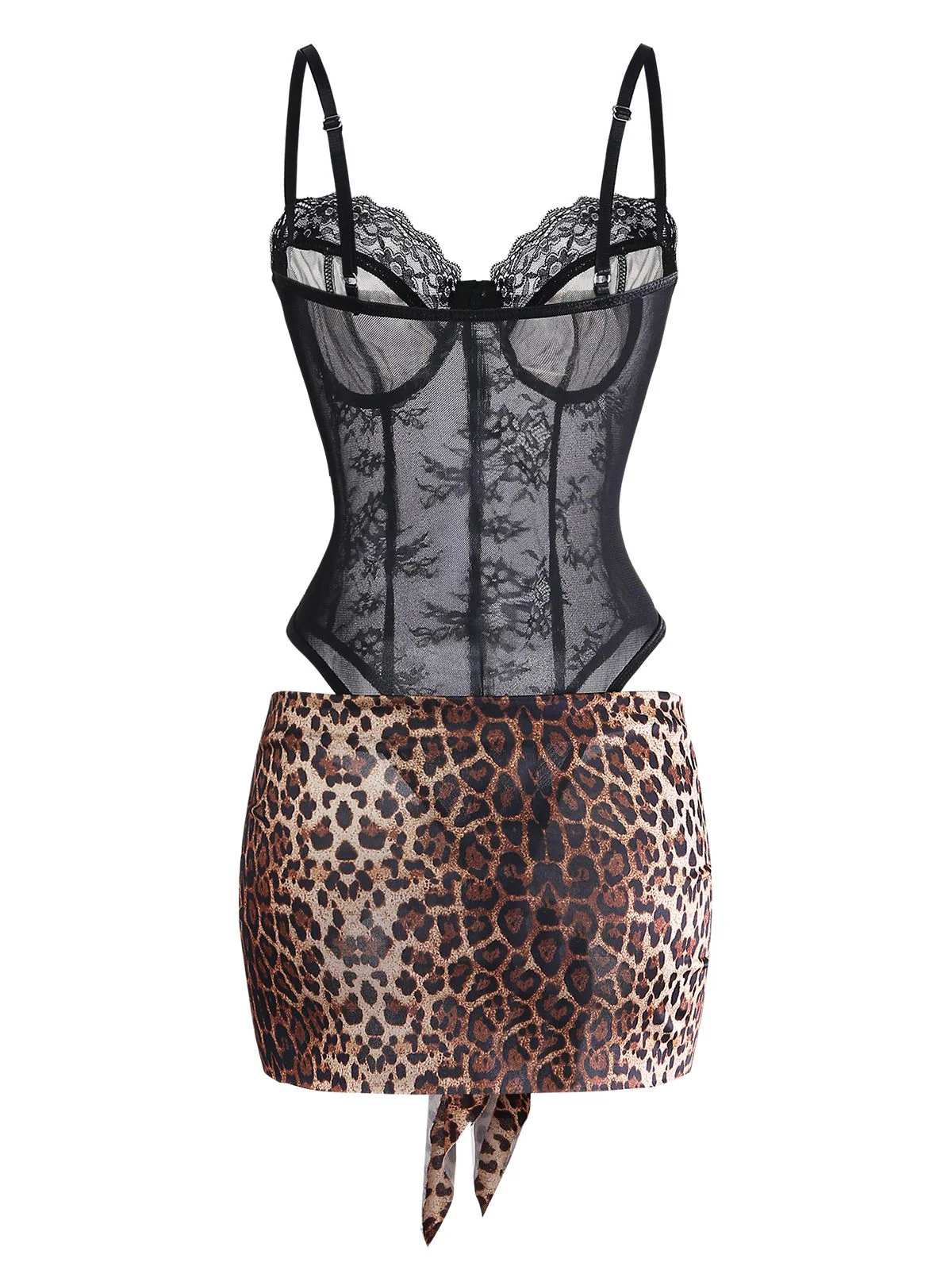 Ensemble lingerie body dentelle léopard tablier années 1980 - Image 9