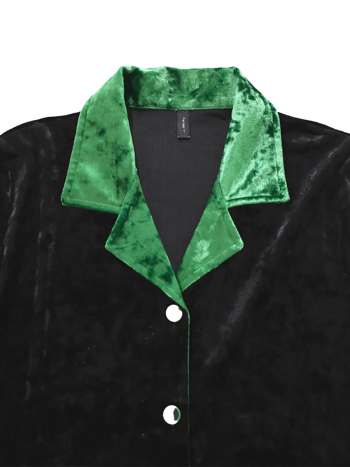 Ensemble pyjama en velours scintillant vert et noir avec col cranté années 1960 - Image 4