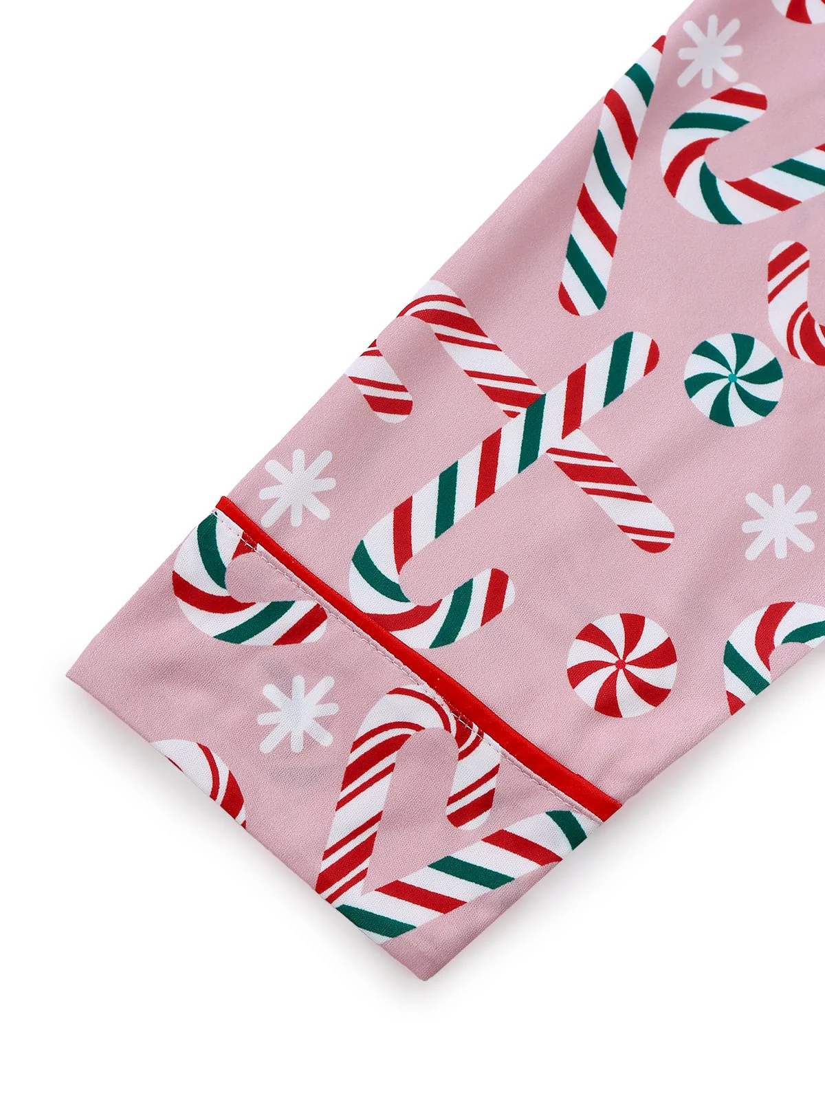 Ensemble pyjama long rose motif canne de Noël des années 1940 - Image 5