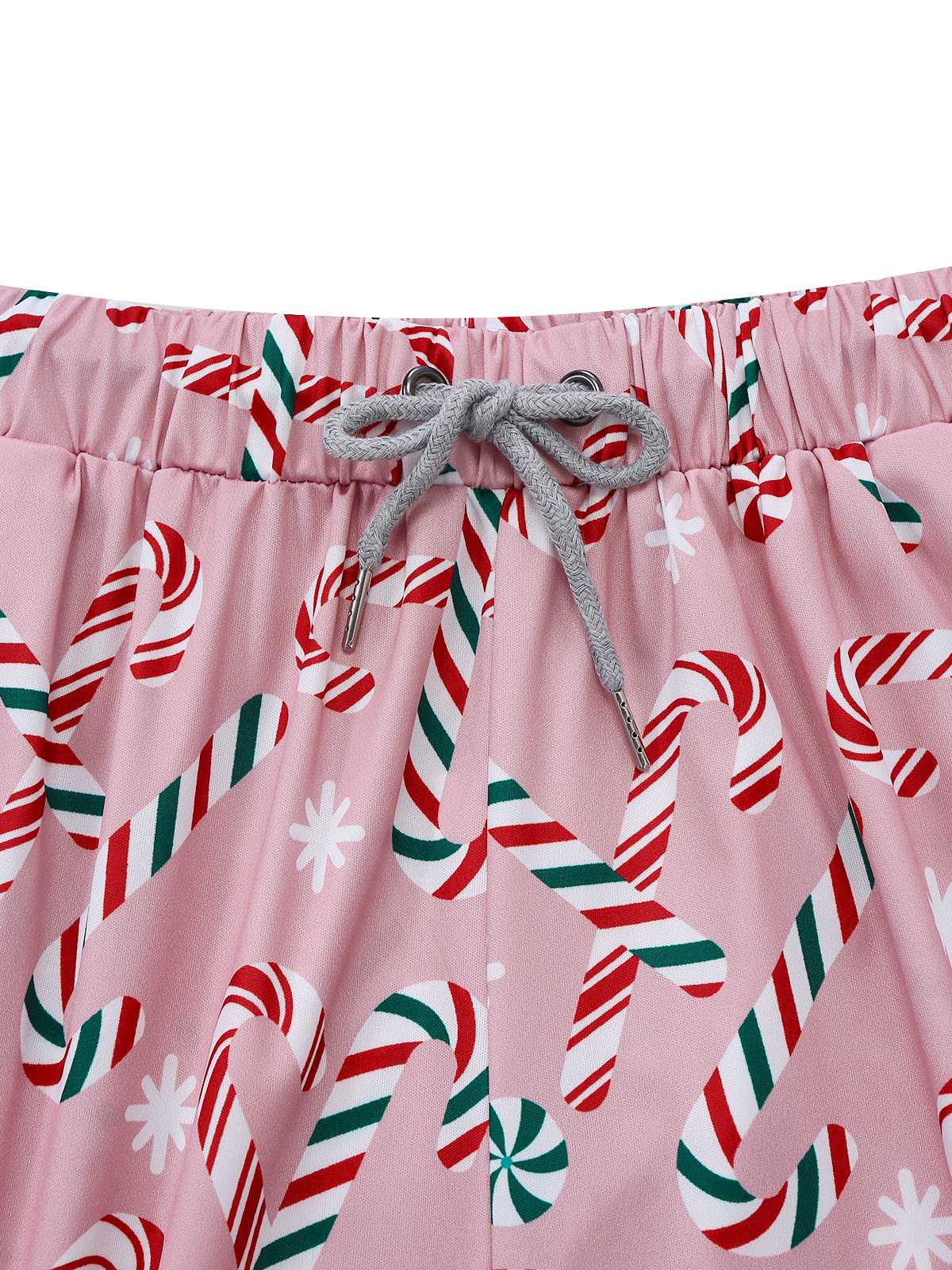 Ensemble pyjama long rose motif canne de Noël des années 1940 - Image 7