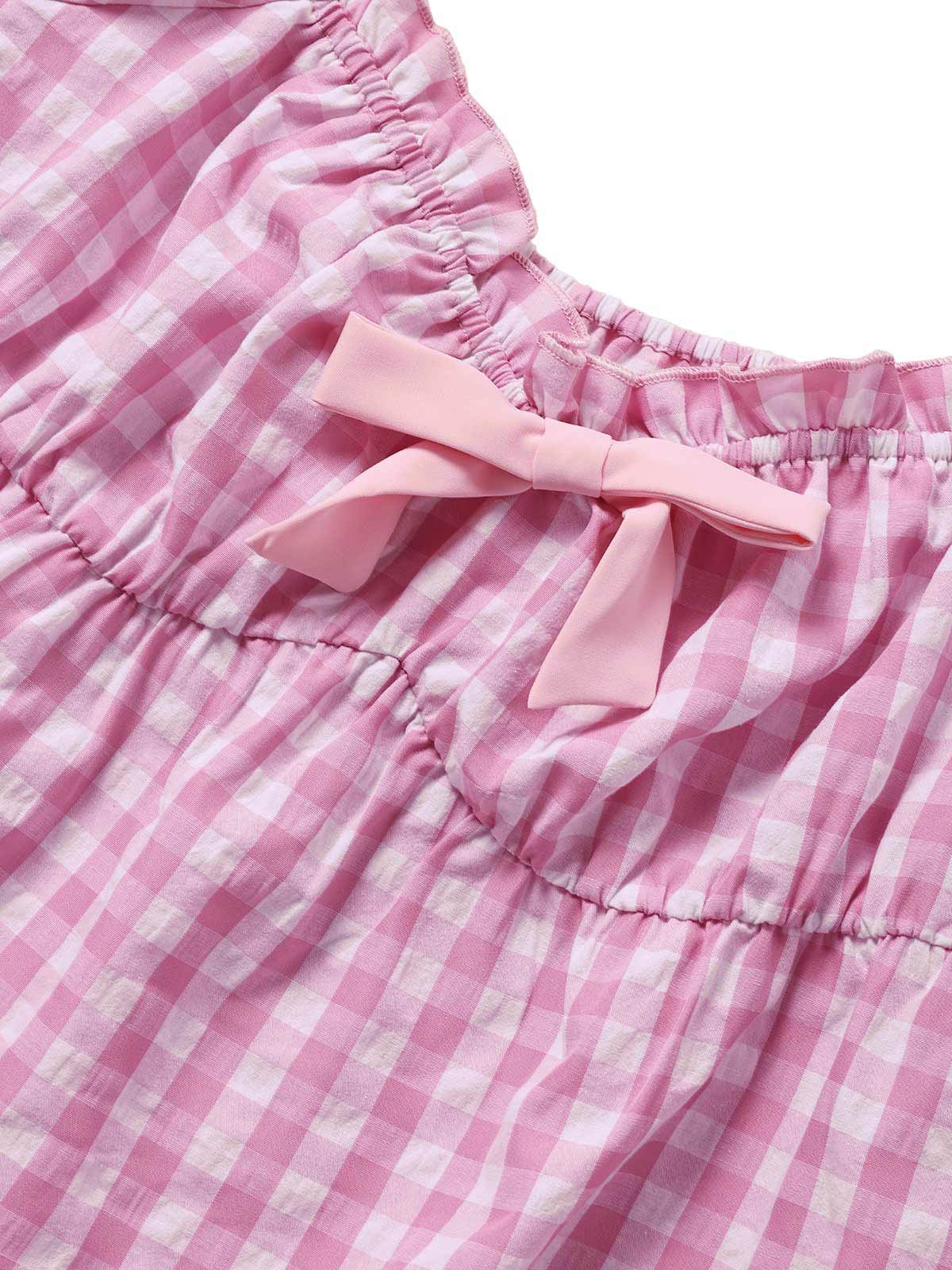 Ensemble Pyjama Rose Vichy à Volants Années 1960 - Image 9