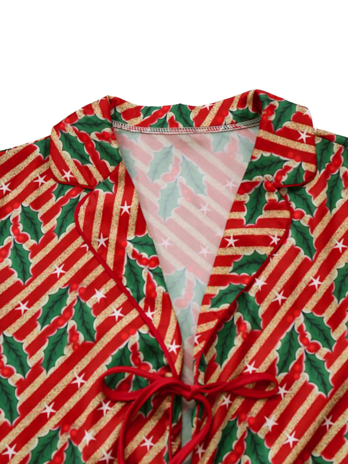 Ensemble pyjama rouge hollies et sucres d'orge avec plumes années 1950 - Image 5