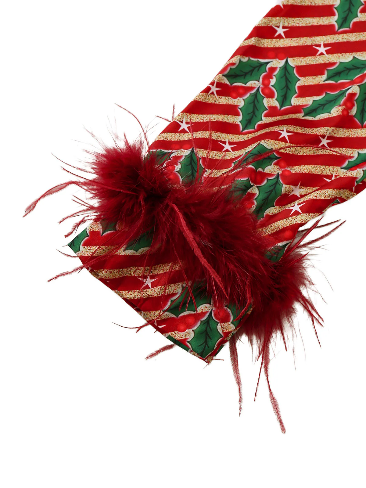 Ensemble pyjama rouge hollies et sucres d'orge avec plumes années 1950 - Image 6
