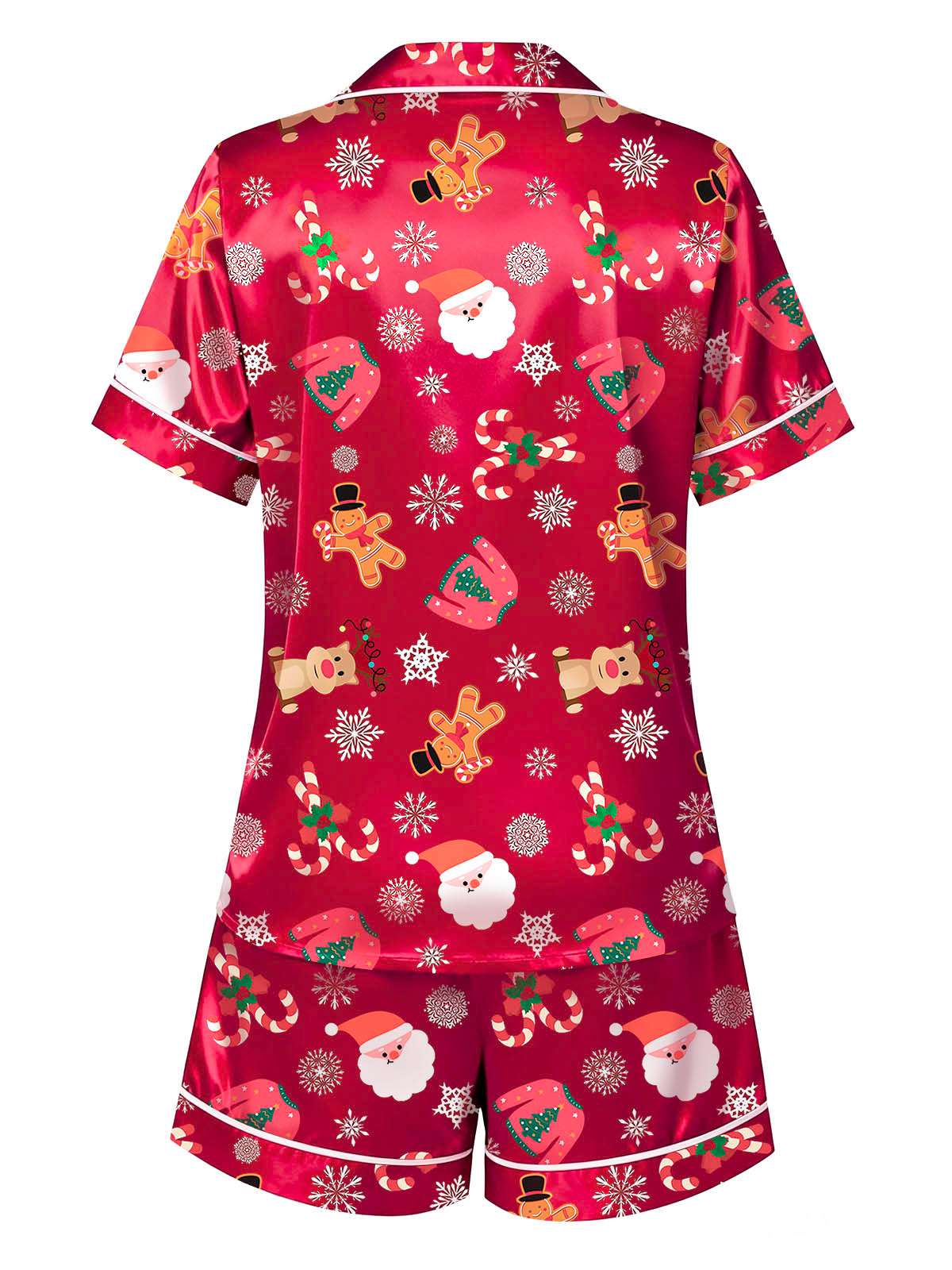 Ensemble pyjama rouge à imprimé Noël années 1950 - Image 2