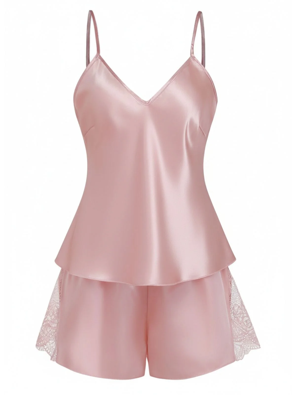 Ensemble pyjama satin dentelle unie 1960s - Image 2