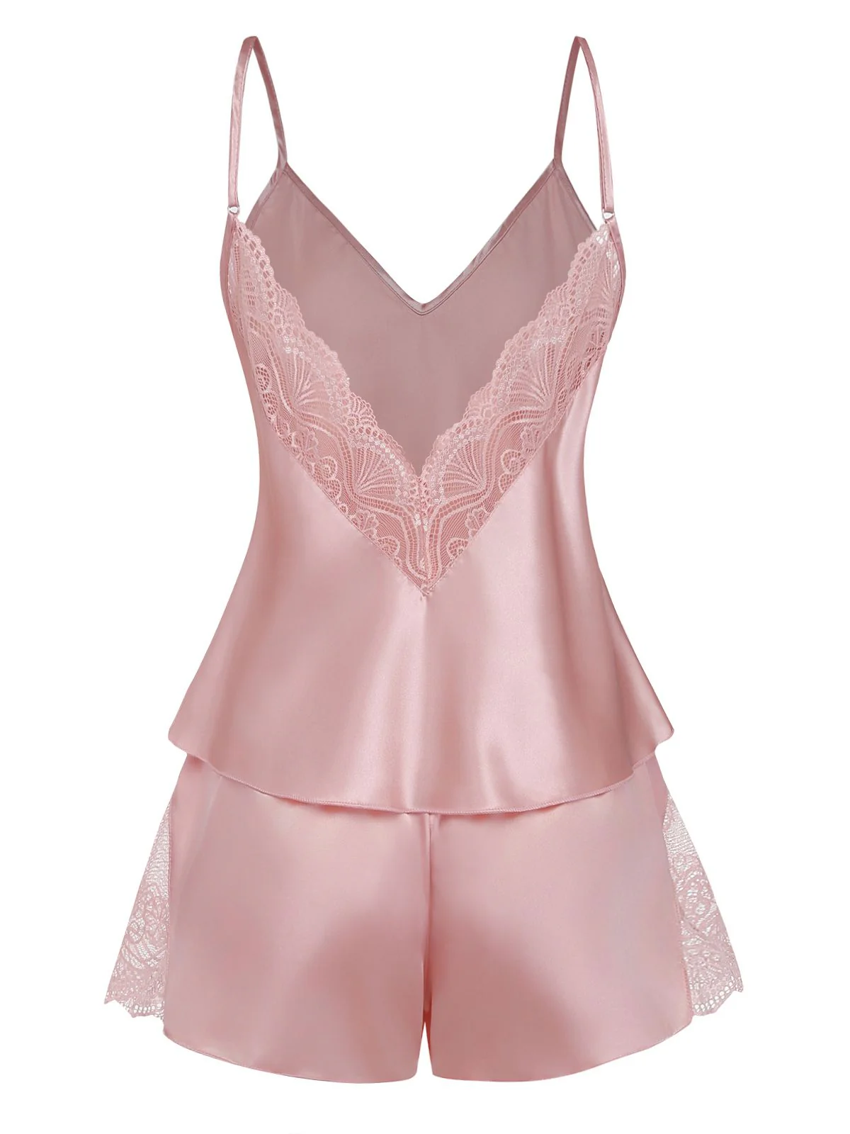 Ensemble pyjama satin dentelle unie 1960s - Image 3