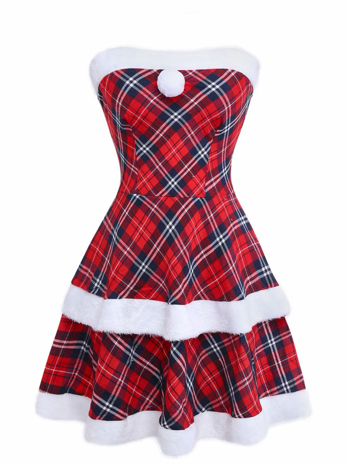 Ensemble robe bustier patchwork à carreaux rouges des années 1960 - Image 2