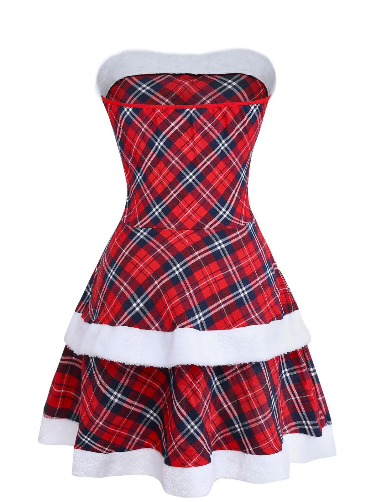 Ensemble robe bustier patchwork à carreaux rouges des années 1960 - Image 3