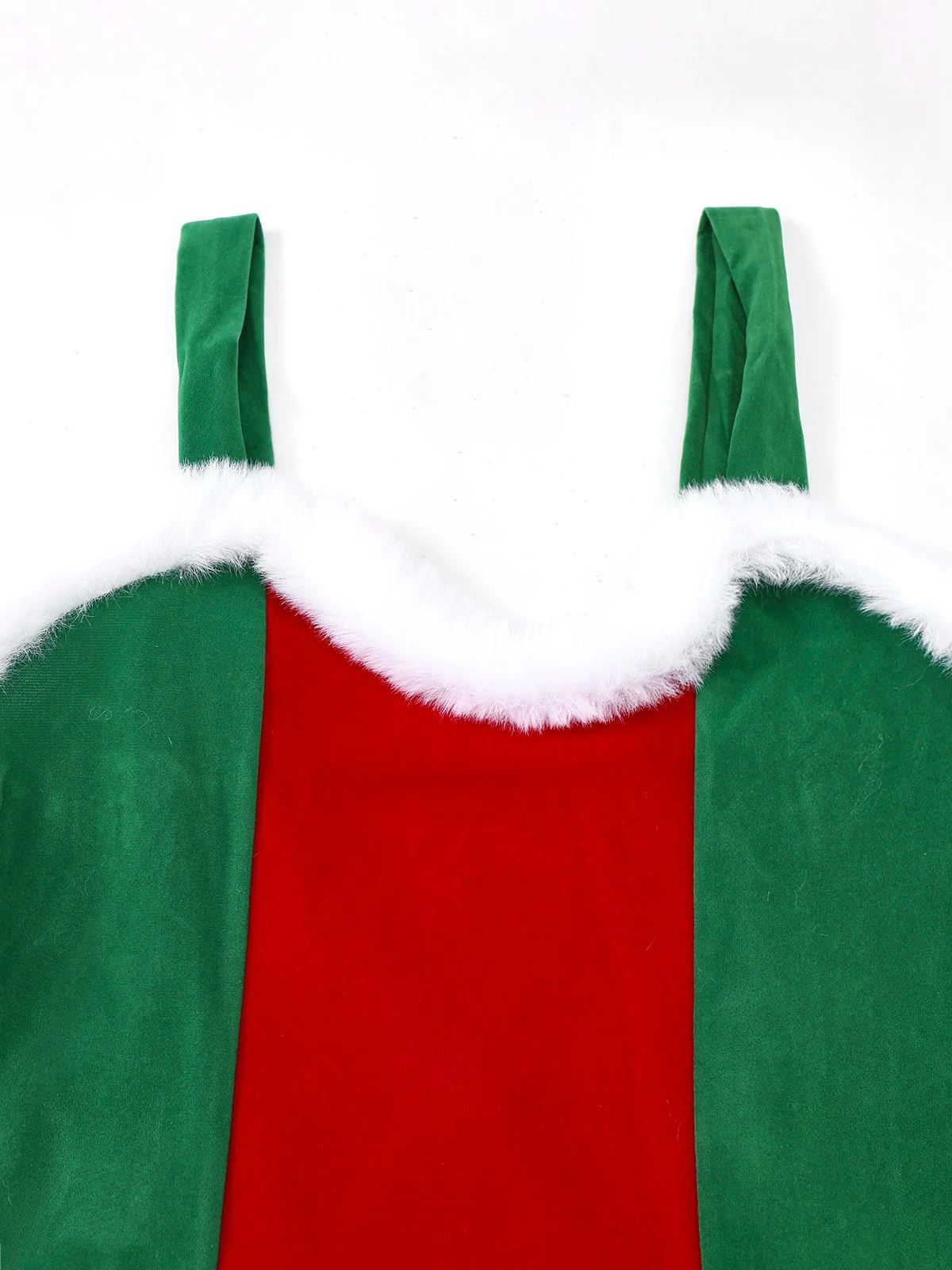 Ensemble robe de Noël avec bordure en peluche rouge et verte des années 1960 - Image 6