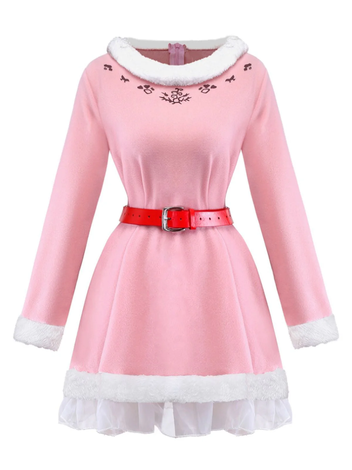 Ensemble robe rose à bordure peluche elfe de Noël années 1950 - Image 2