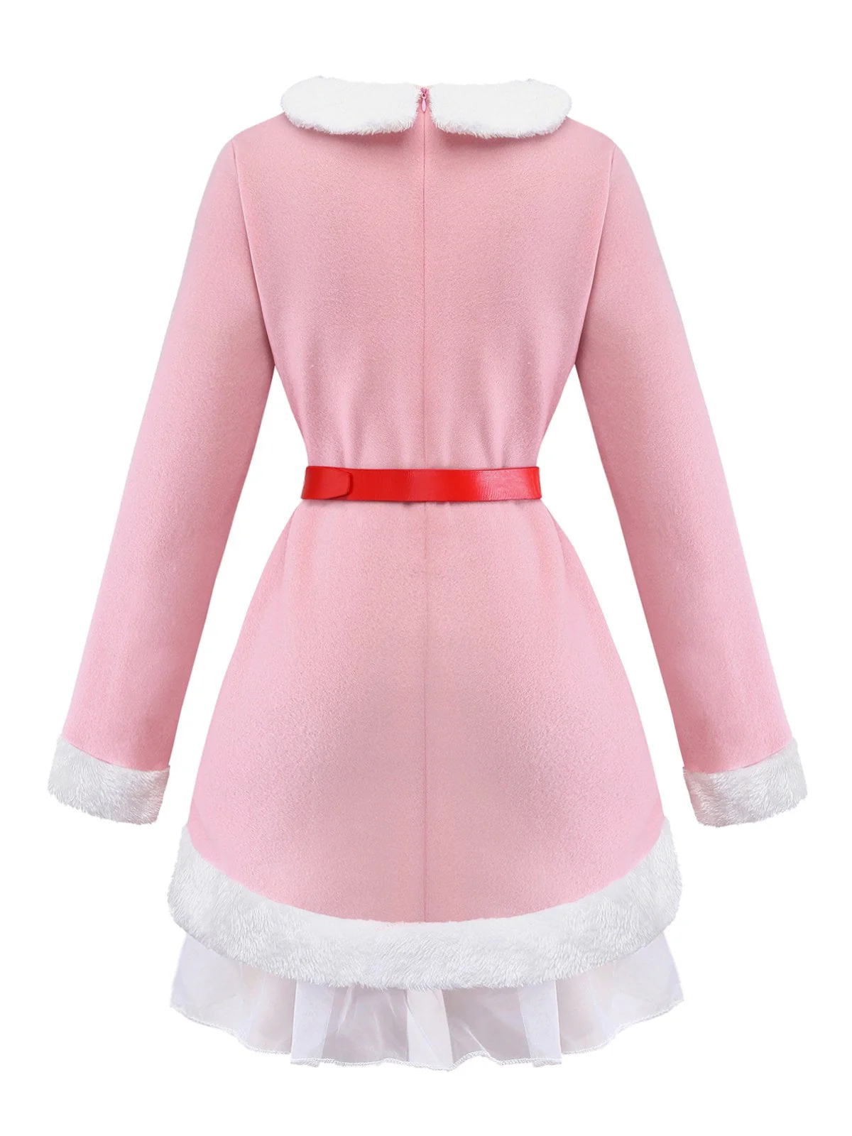 Ensemble robe rose à bordure peluche elfe de Noël années 1950 - Image 3
