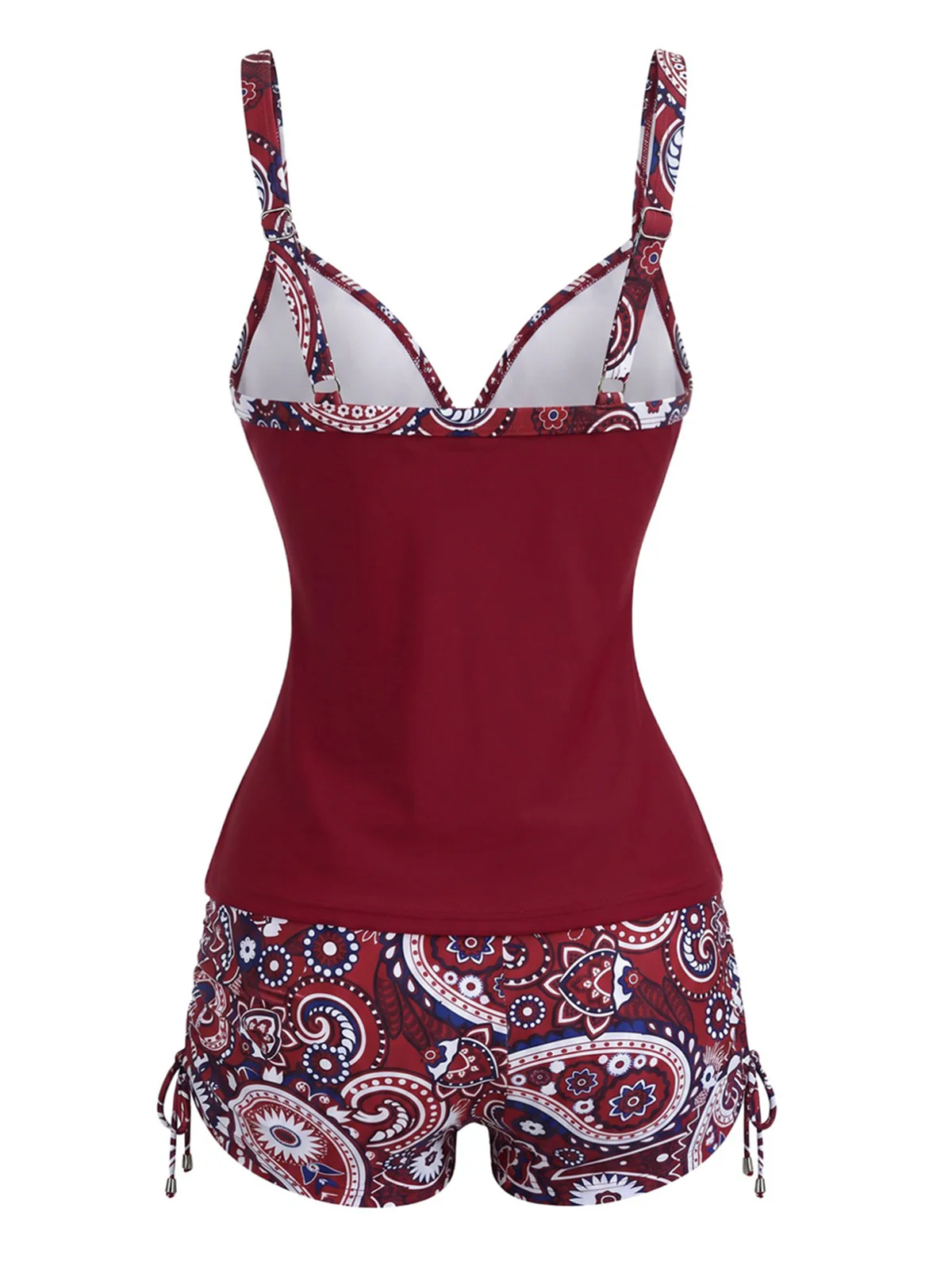 Ensemble tankini bohème col V bretelles années 70 - Image 3
