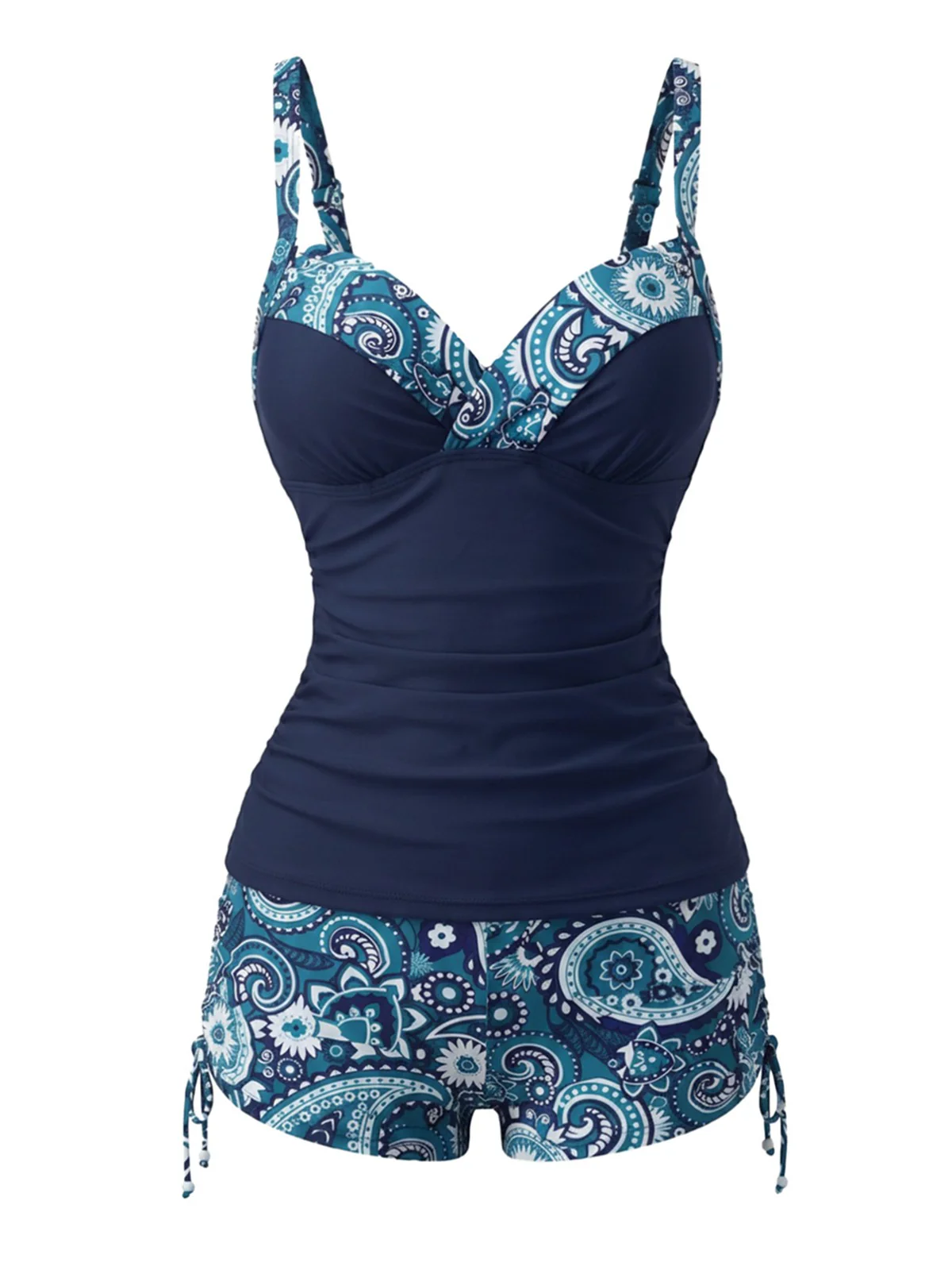 Ensemble tankini bohème col V bretelles années 70 - Image 5