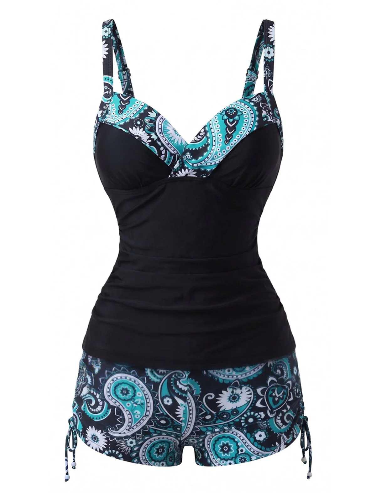 Ensemble tankini bohème col V bretelles années 70 - Image 6