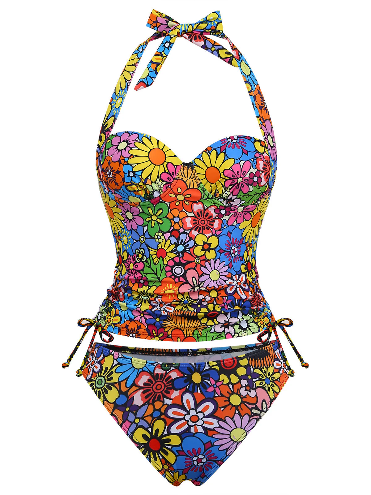 Ensemble tankini bretelles Daisy années 2000 - Image 2