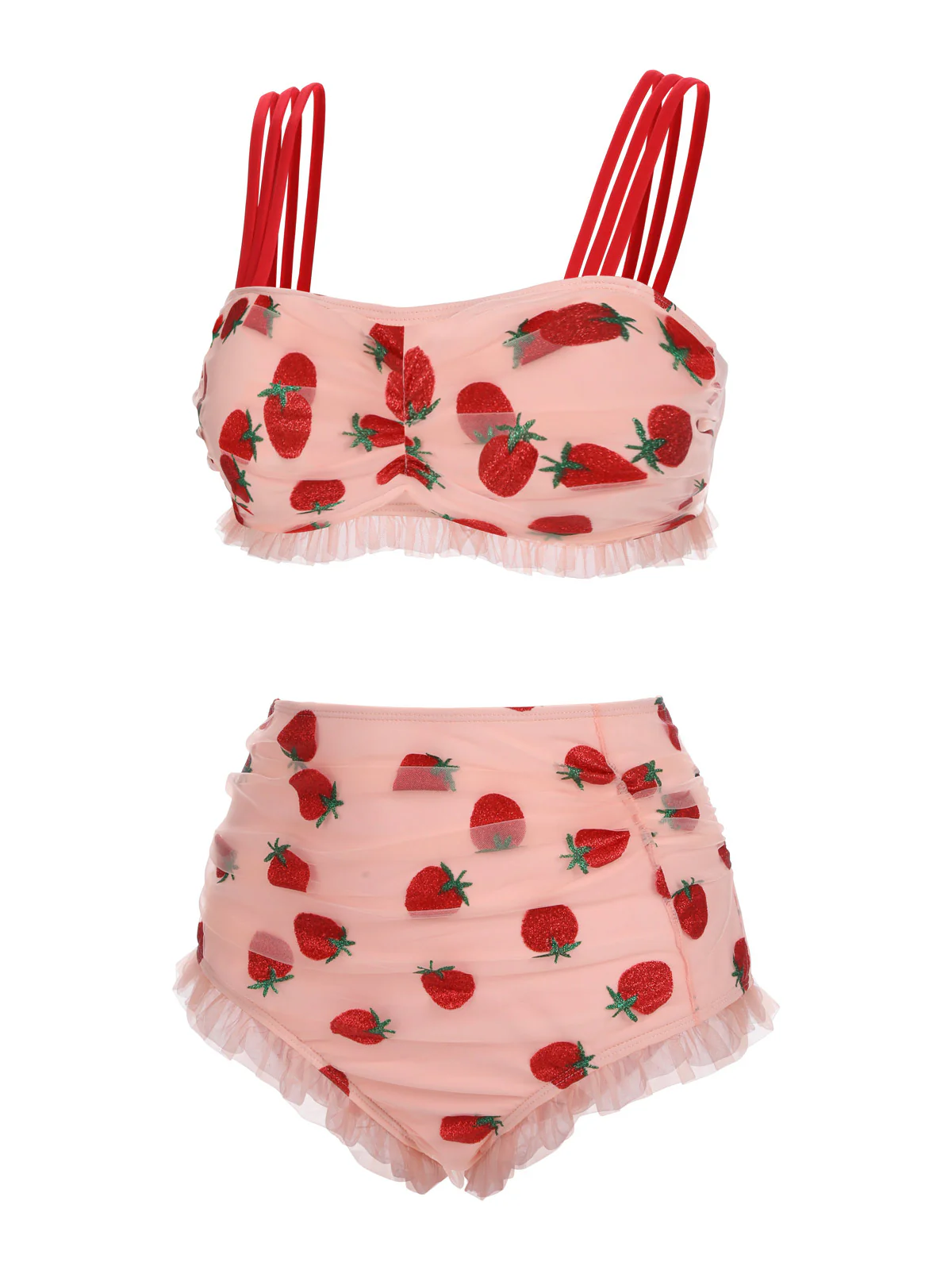 Ensemble Tankini Cami Fraise en Dentelle - Image 4