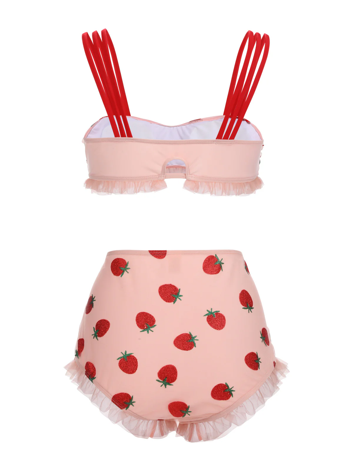 Ensemble Tankini Cami Fraise en Dentelle - Image 5