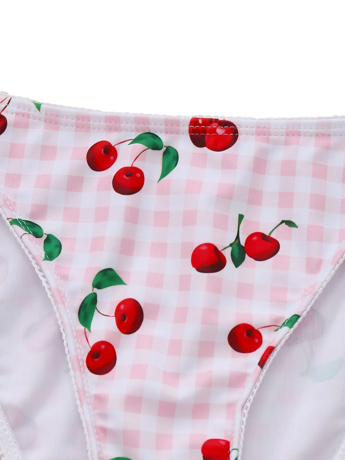 Ensemble tankini dos nu à carreaux vichy rose années 1950 - Image 5