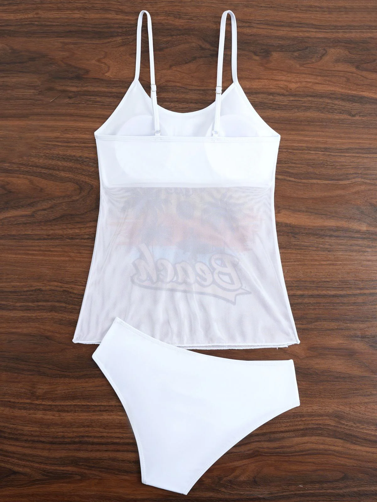 Ensemble tankini en maille à fines bretelles et motif palmiers années 1950 - Image 8