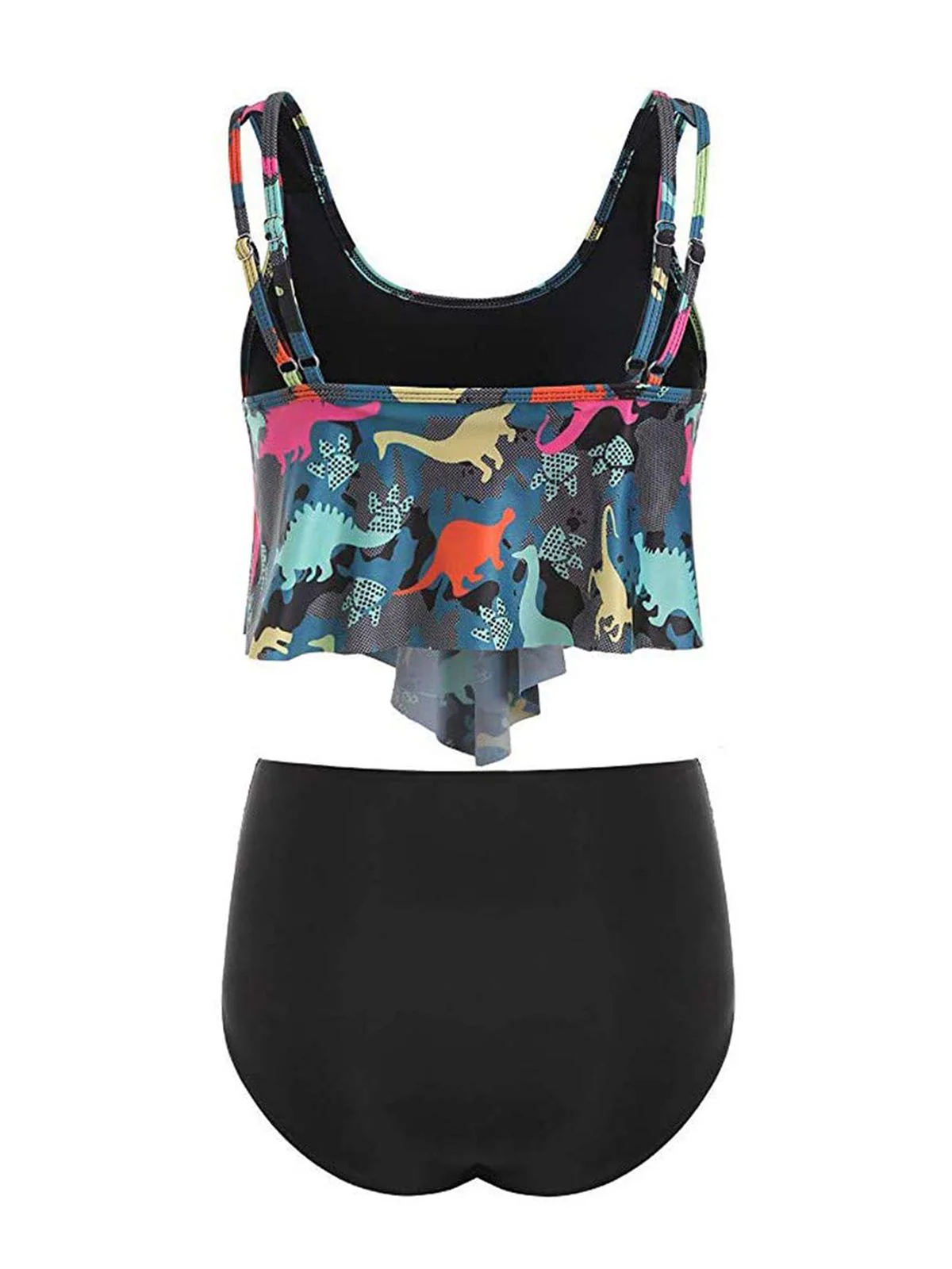 Ensemble Tankini Gris Foncé 1970s Retro Dinosaure - Image 2