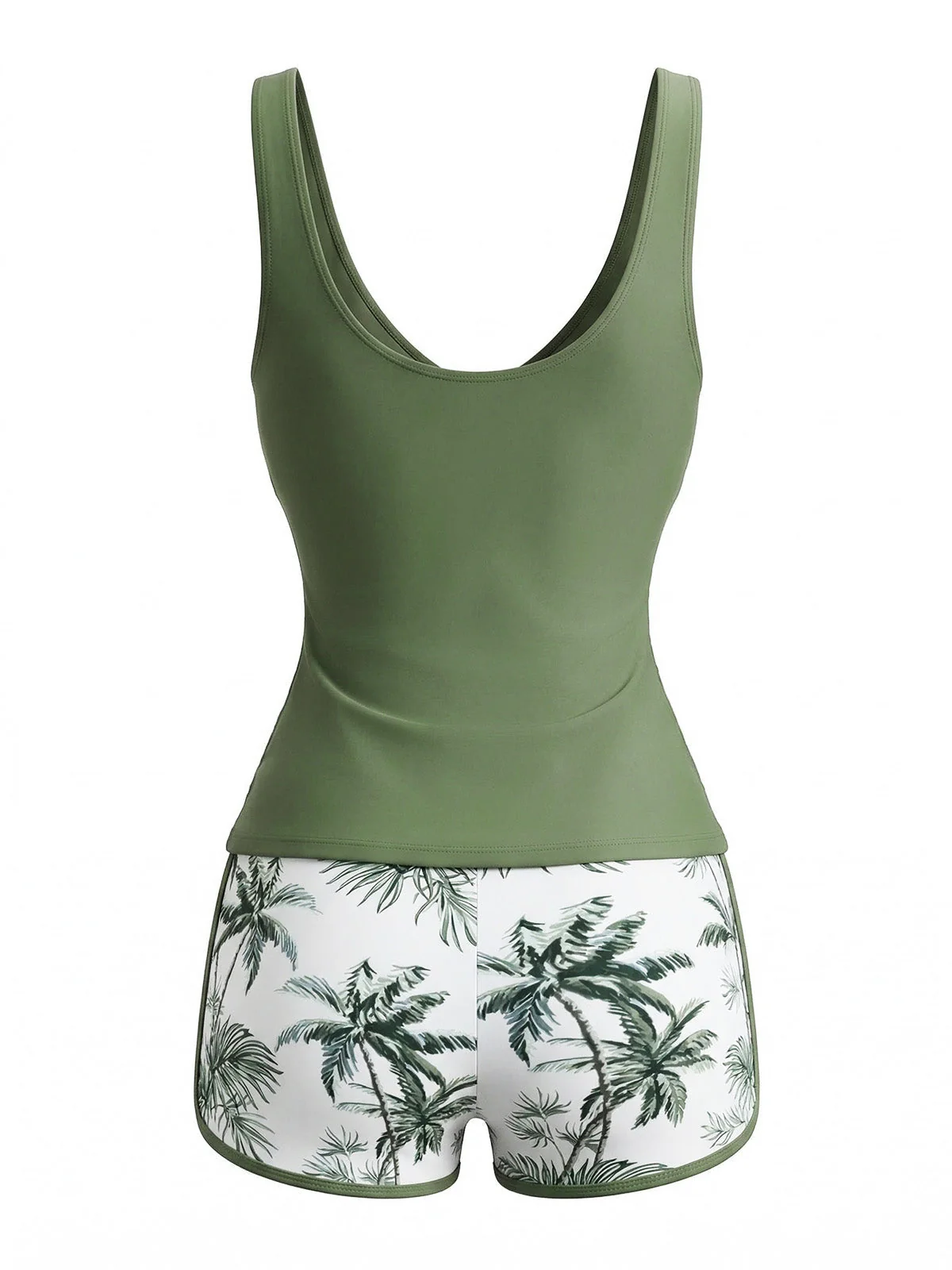 Ensemble Tankini Palmiers Color Block Croisé Années 50 - Image 5