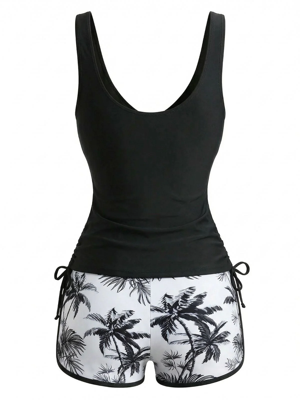 Ensemble Tankini Palmiers Color Block Croisé Années 50 - Image 9
