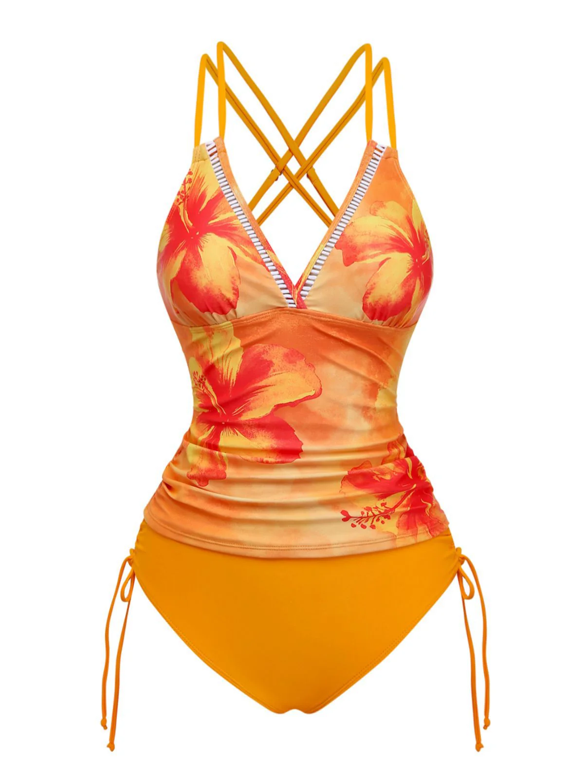 Ensemble tankini patchwork floral à col en V années 1950 - Image 2