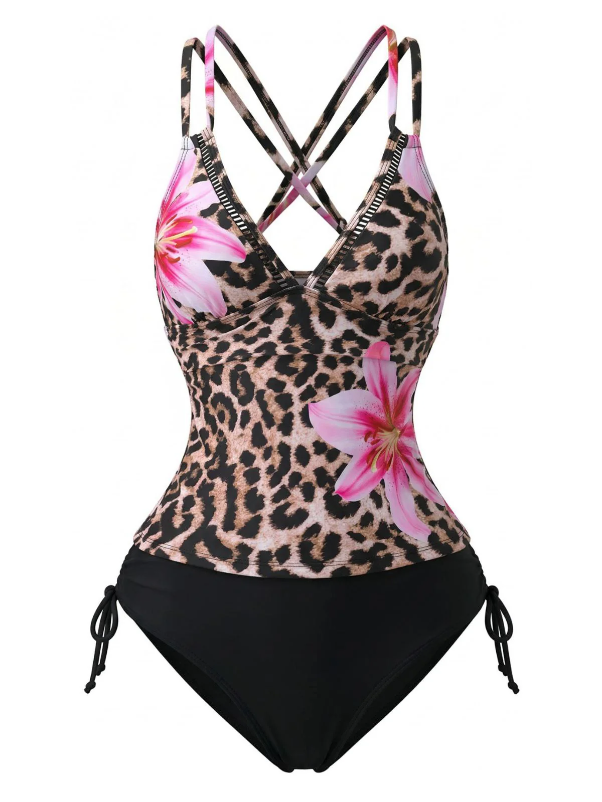 Ensemble tankini patchwork floral à col en V années 1950 - Image 8