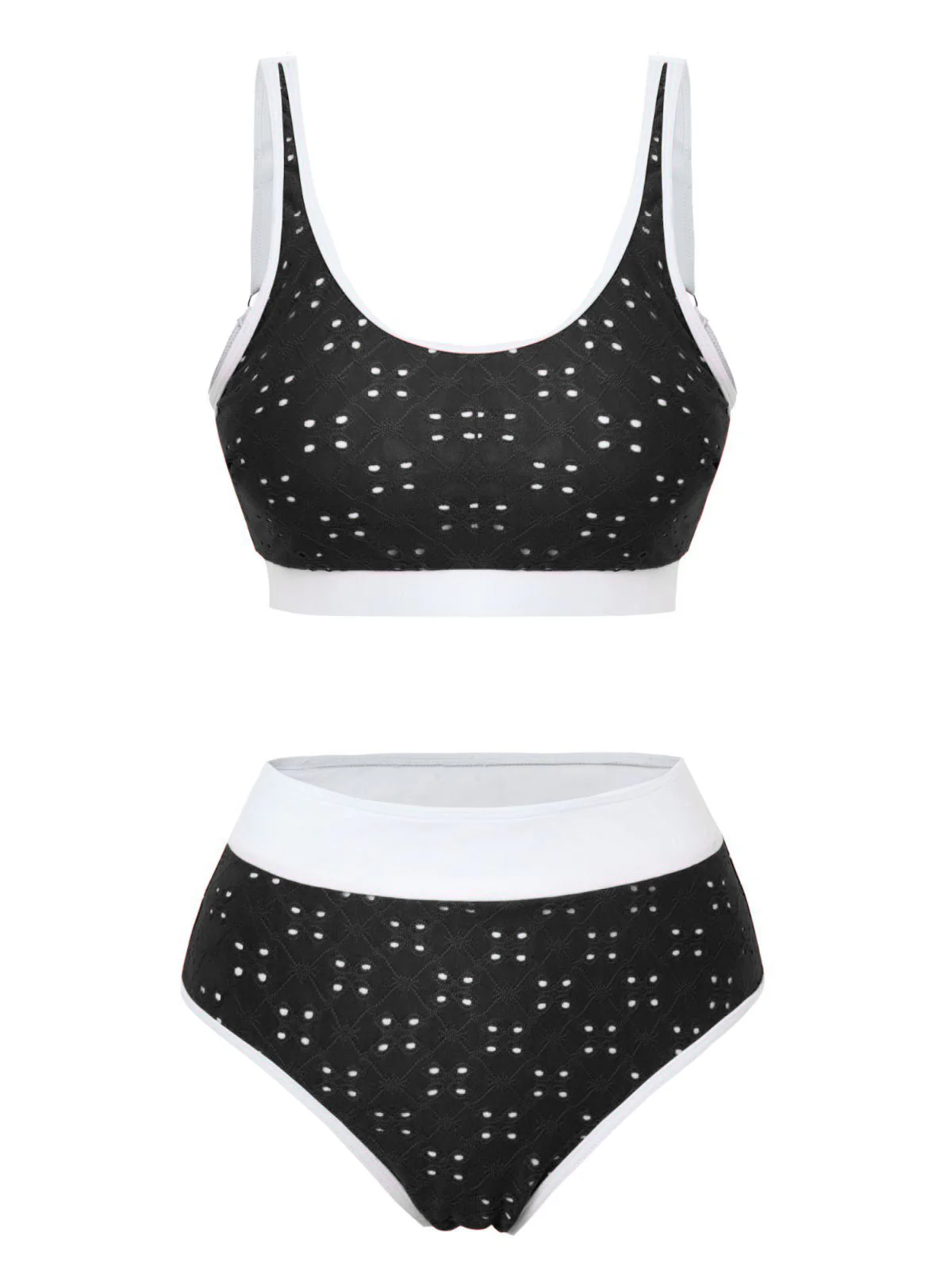 Ensemble tankini taille haute à œillets années 1940 - Image 3