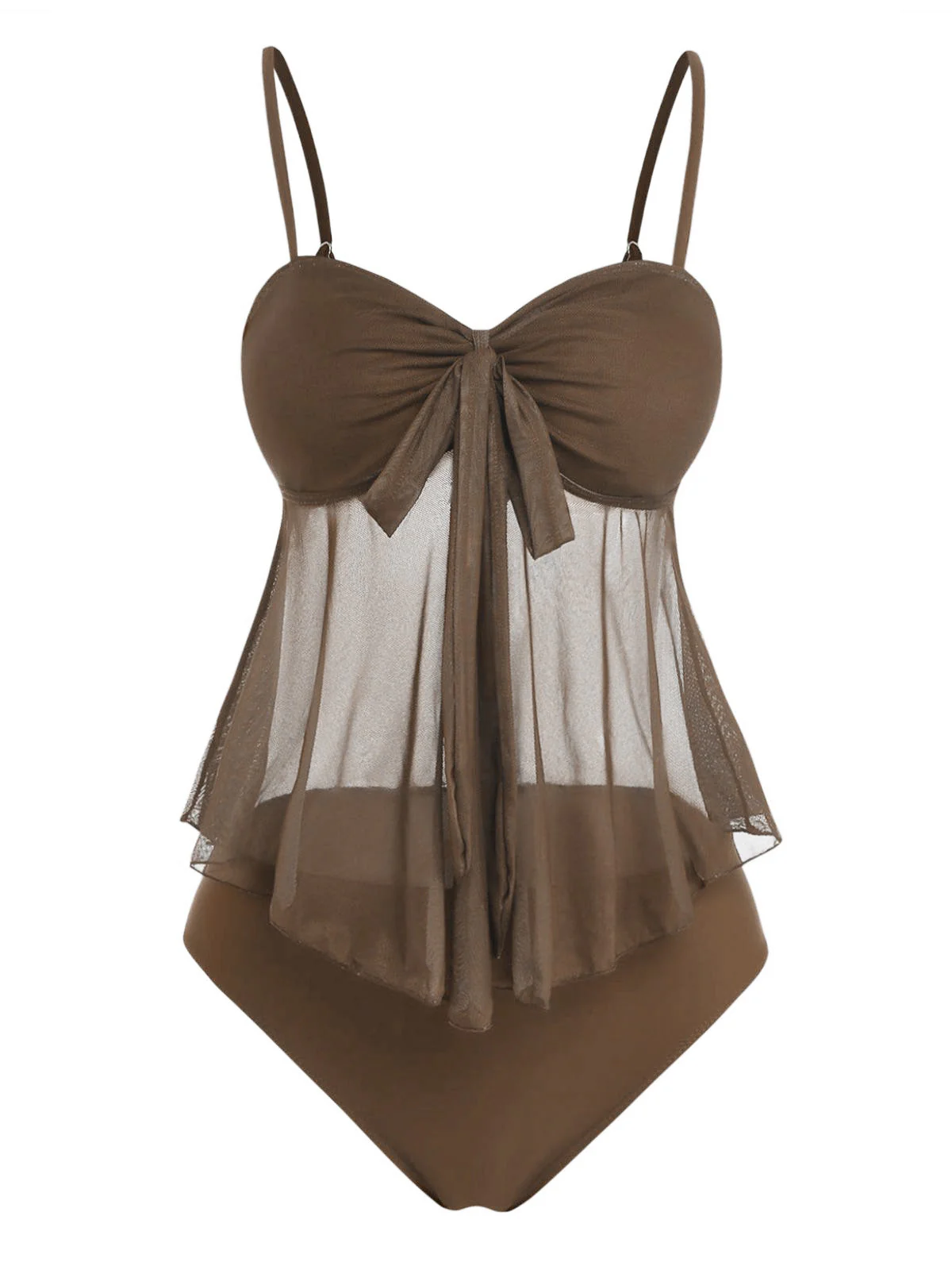 Ensemble tankini taille haute maille nœud années 50 - Image 11