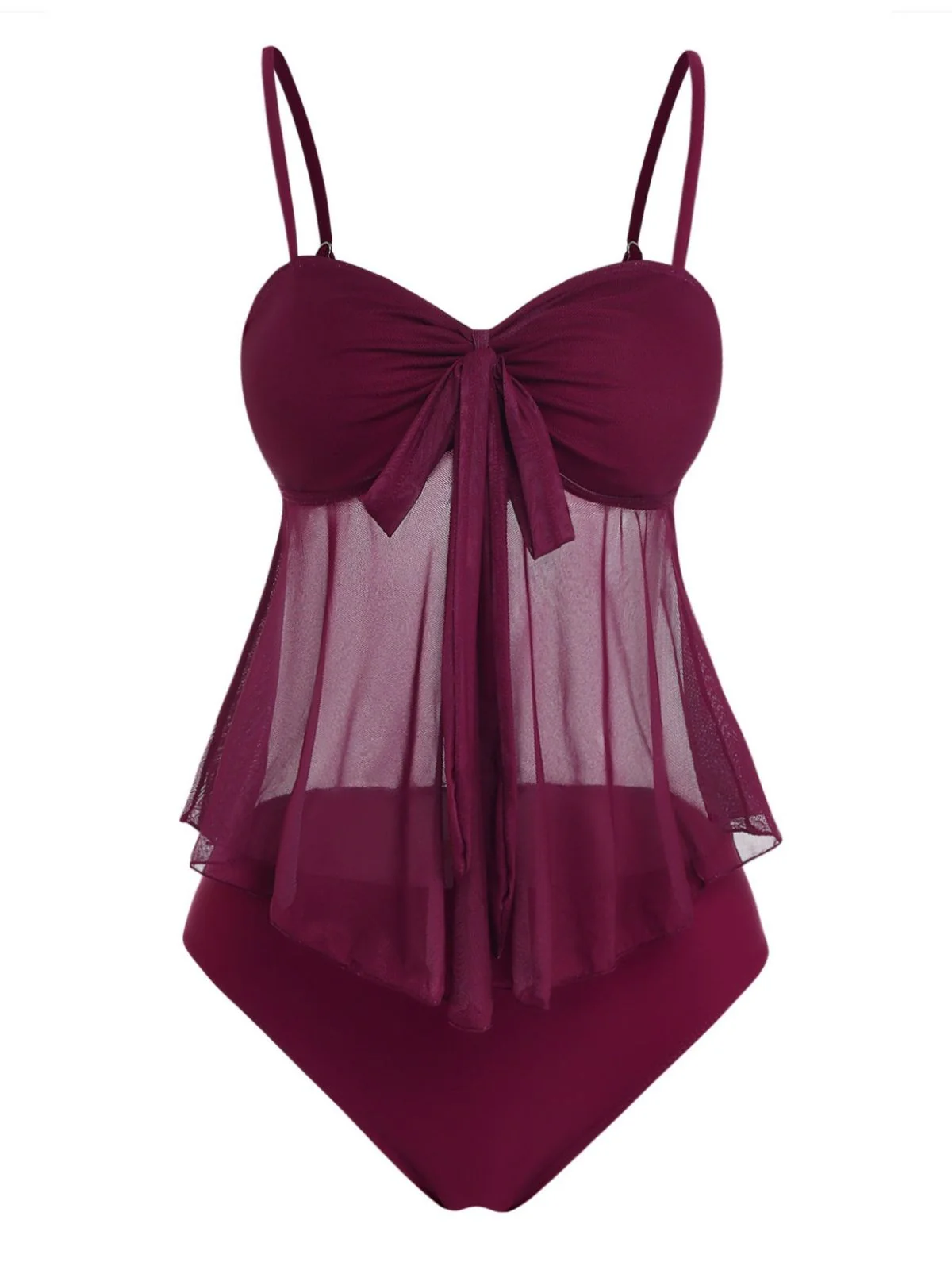 Ensemble tankini taille haute maille nœud années 50 - Image 2
