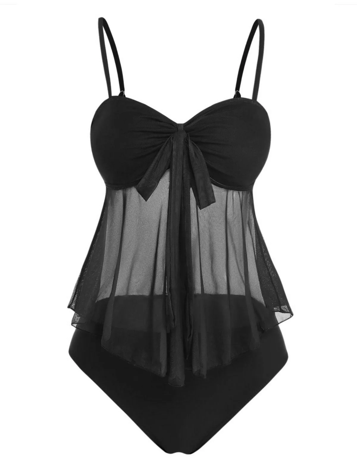 Ensemble tankini taille haute maille nœud années 50 - Image 7
