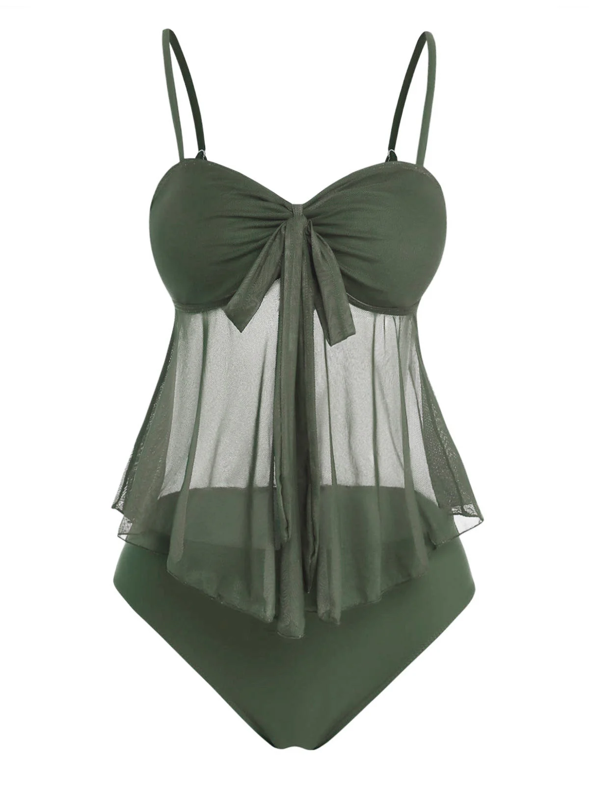 Ensemble tankini taille haute maille nœud années 50 - Image 9