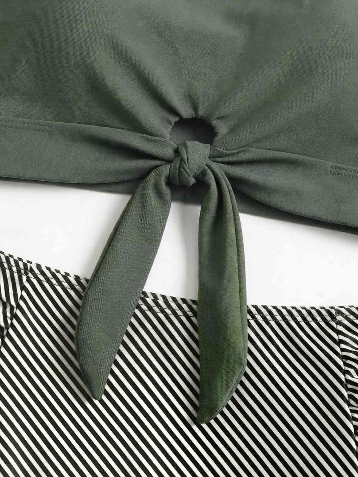 Ensemble Tankini Vert Olive Taille Haute Années 1940 - Image 4