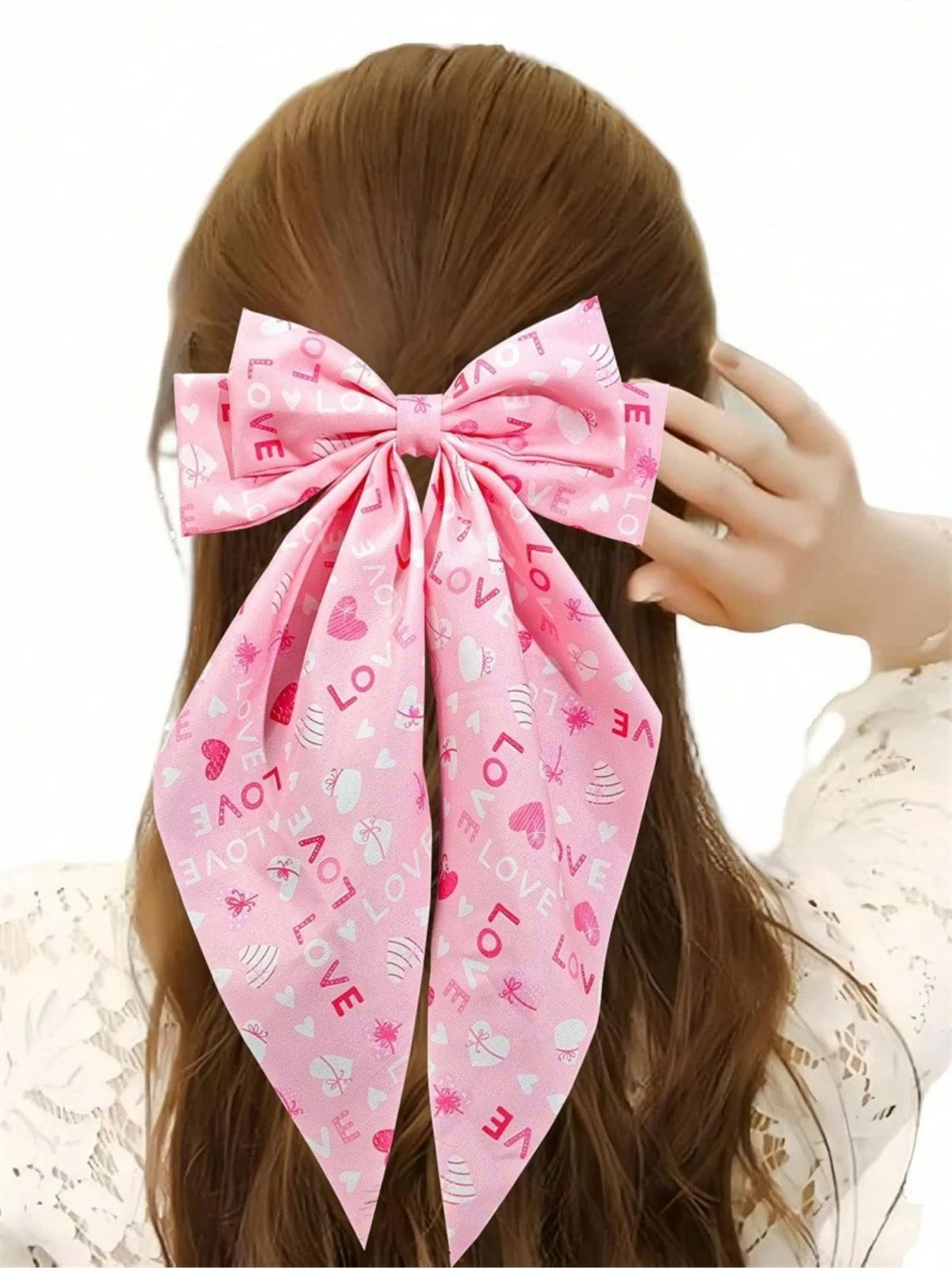 Épingle à cheveux nœud papillon imprimé cœur pour la Saint-Valentin - Image 2