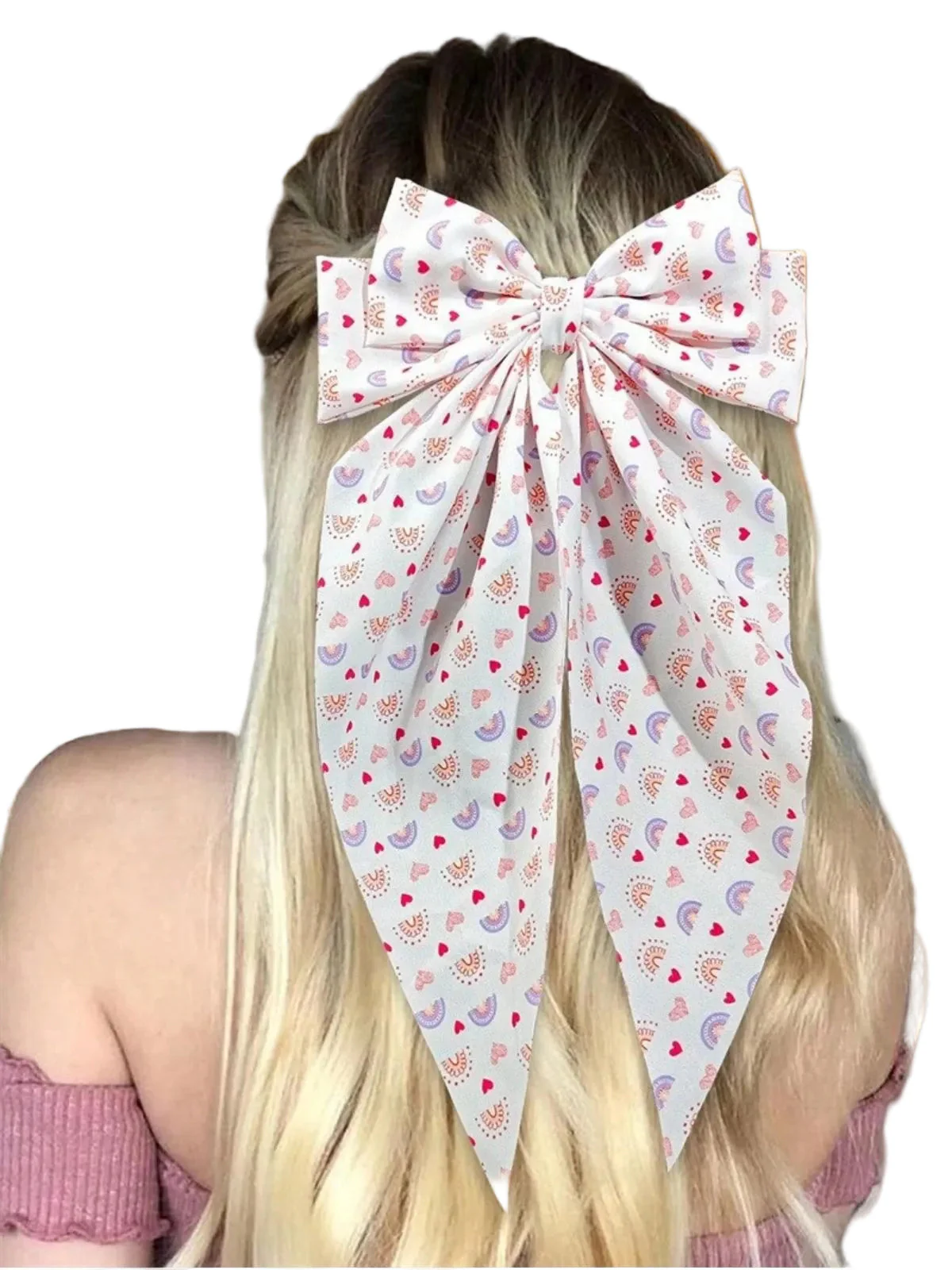Épingle à cheveux nœud papillon imprimé cœur pour la Saint-Valentin - Image 5