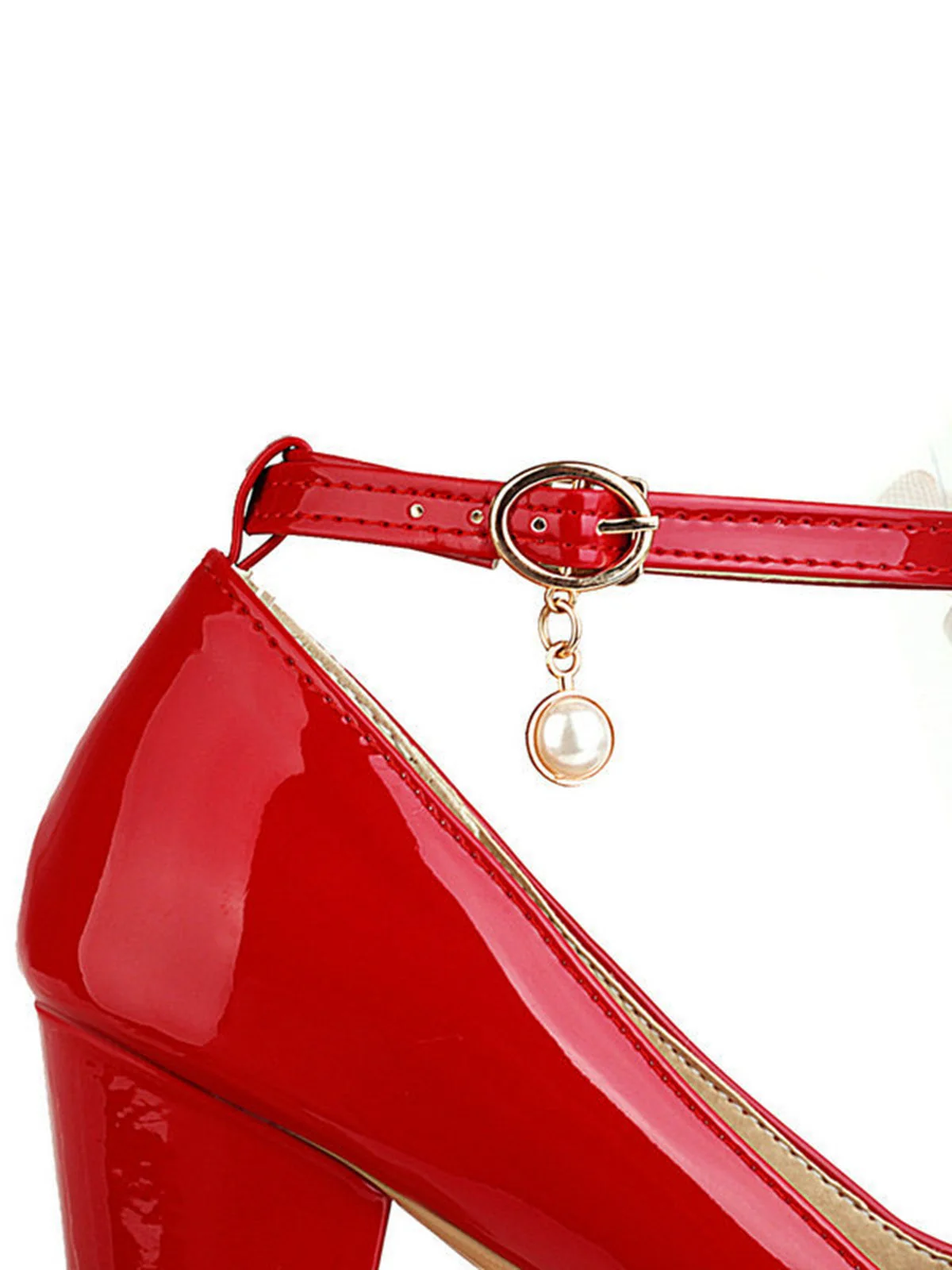 Escarpins à talons épais en cuir verni avec nœud Mary Jane - Image 10