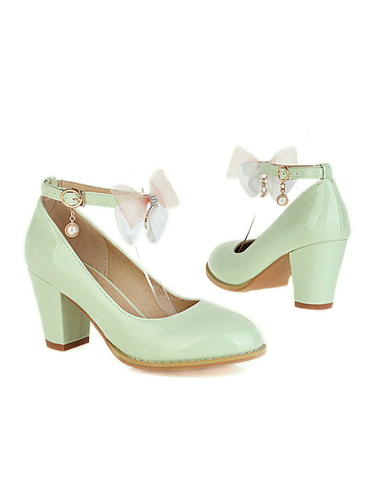 Escarpins à talons épais en cuir verni avec nœud Mary Jane - Image 7