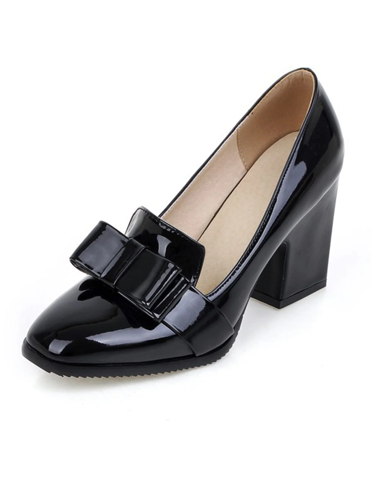Escarpins à talons hauts brillants en cuir verni avec nœud - Image 2