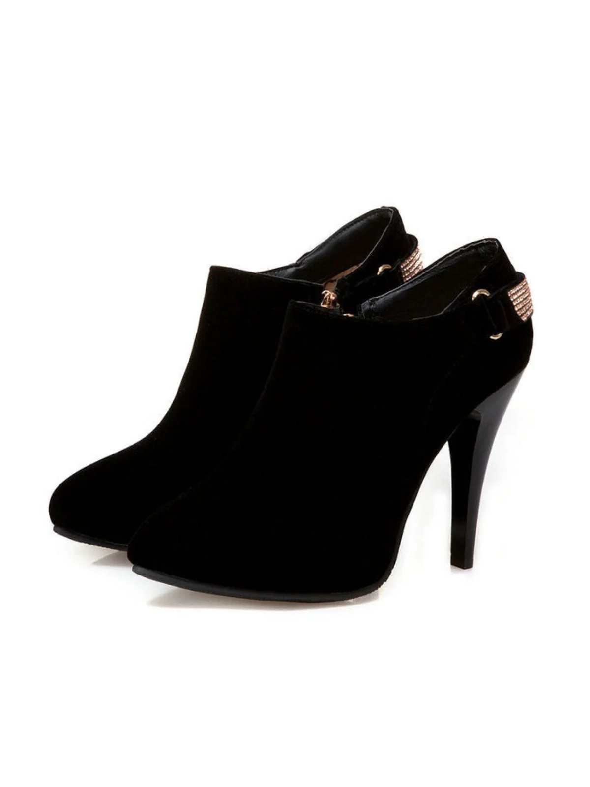 Escarpins vintage en velours uni bout pointu - Image 12