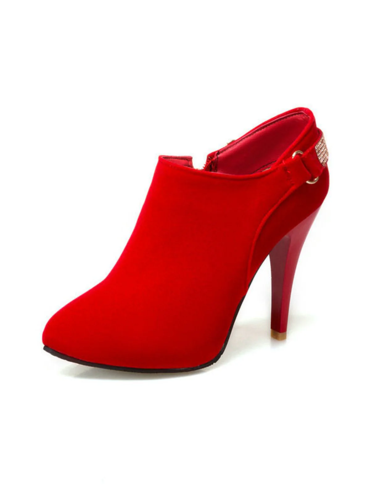 Escarpins vintage en velours uni bout pointu - Image 2