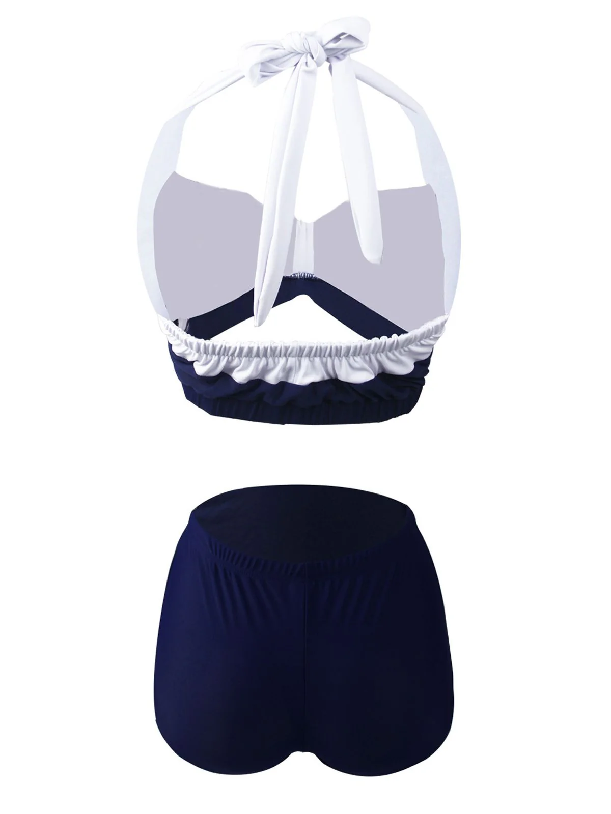 Femmes Maillot de Bain Bikini Retro A Rayé Taille Haute - Image 3