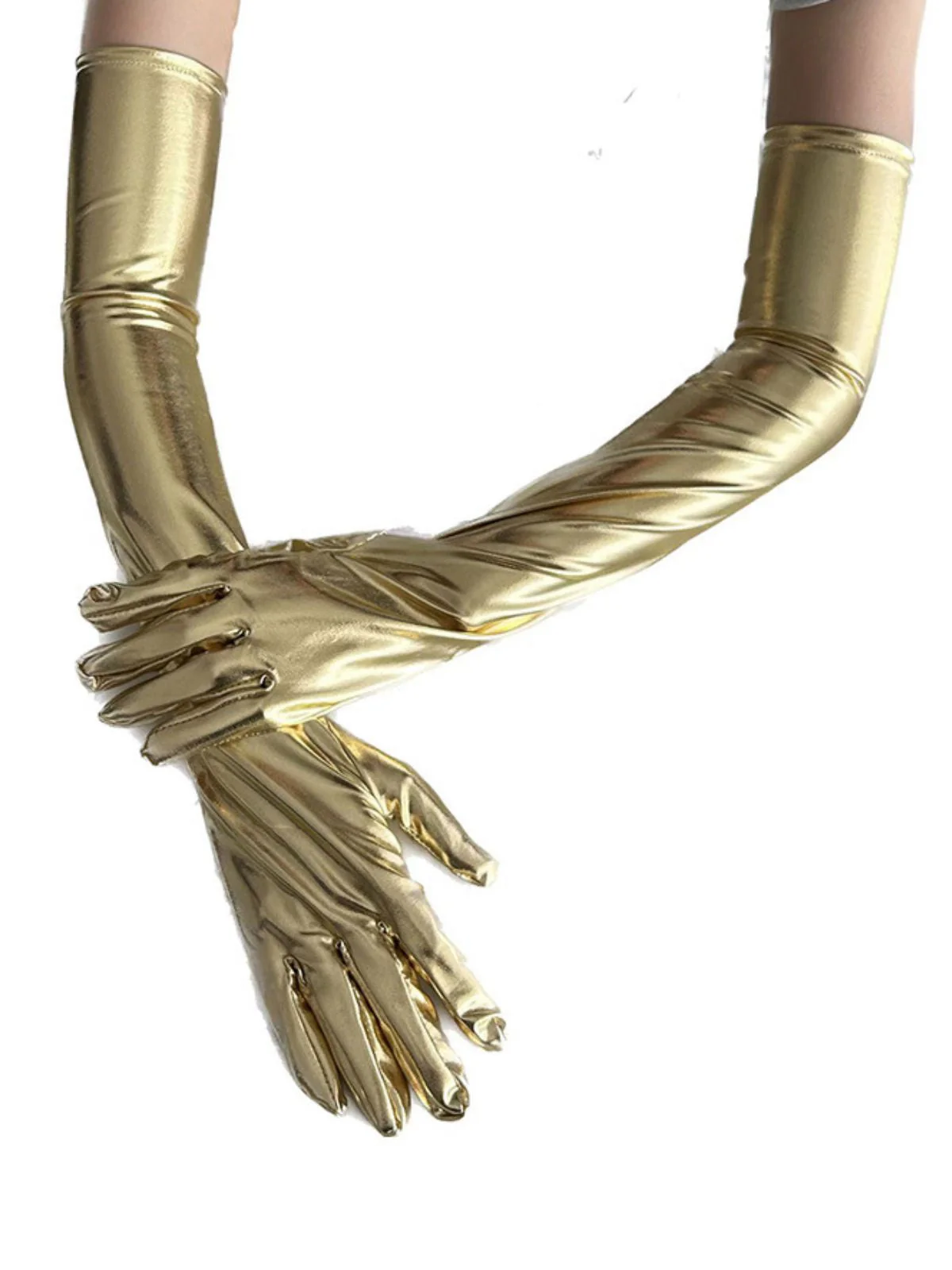 Gants en cuir verni unis à doigts complets - Image 2