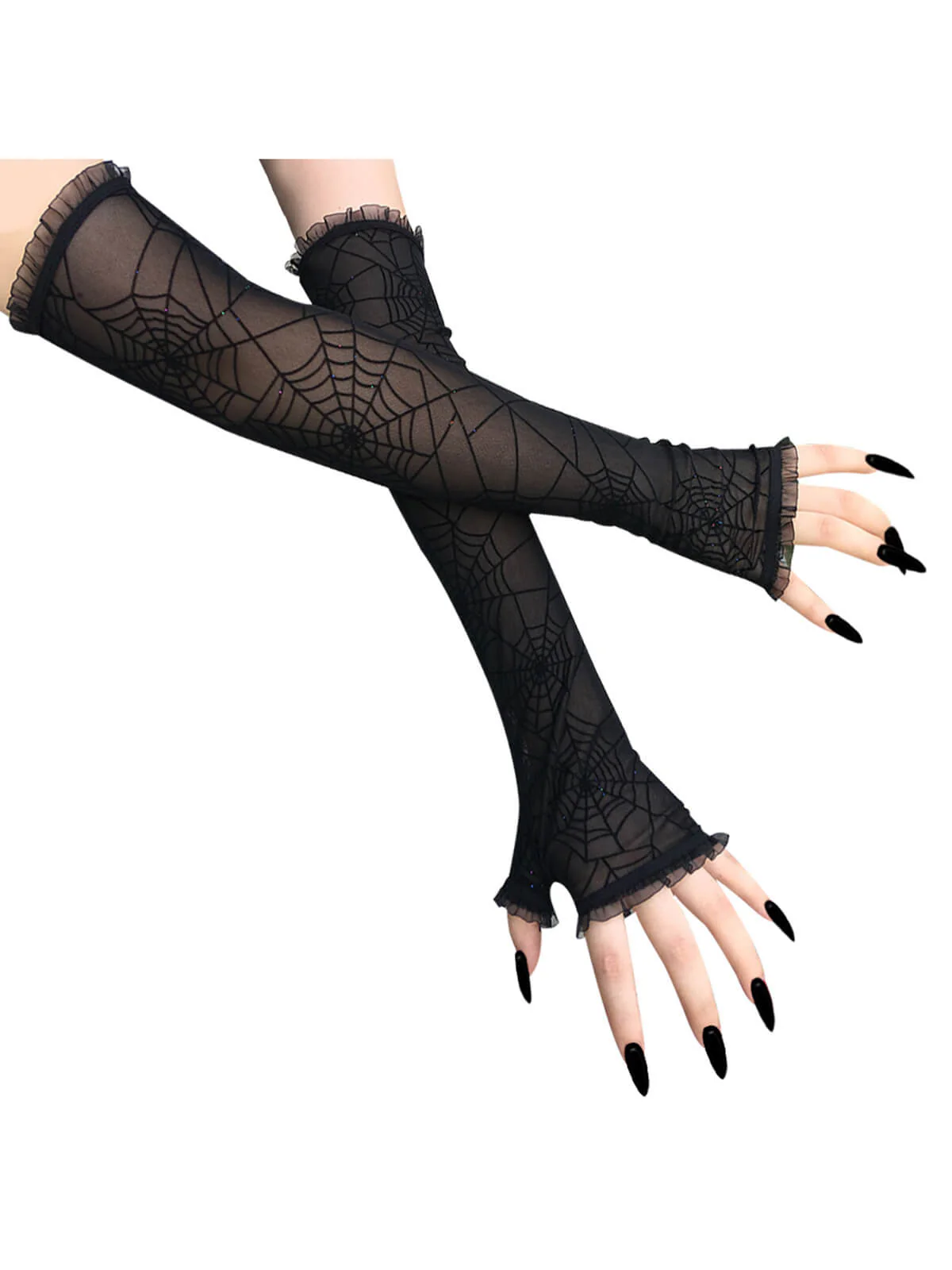 Gants sans doigts rétro en toile d'araignée - Image 3