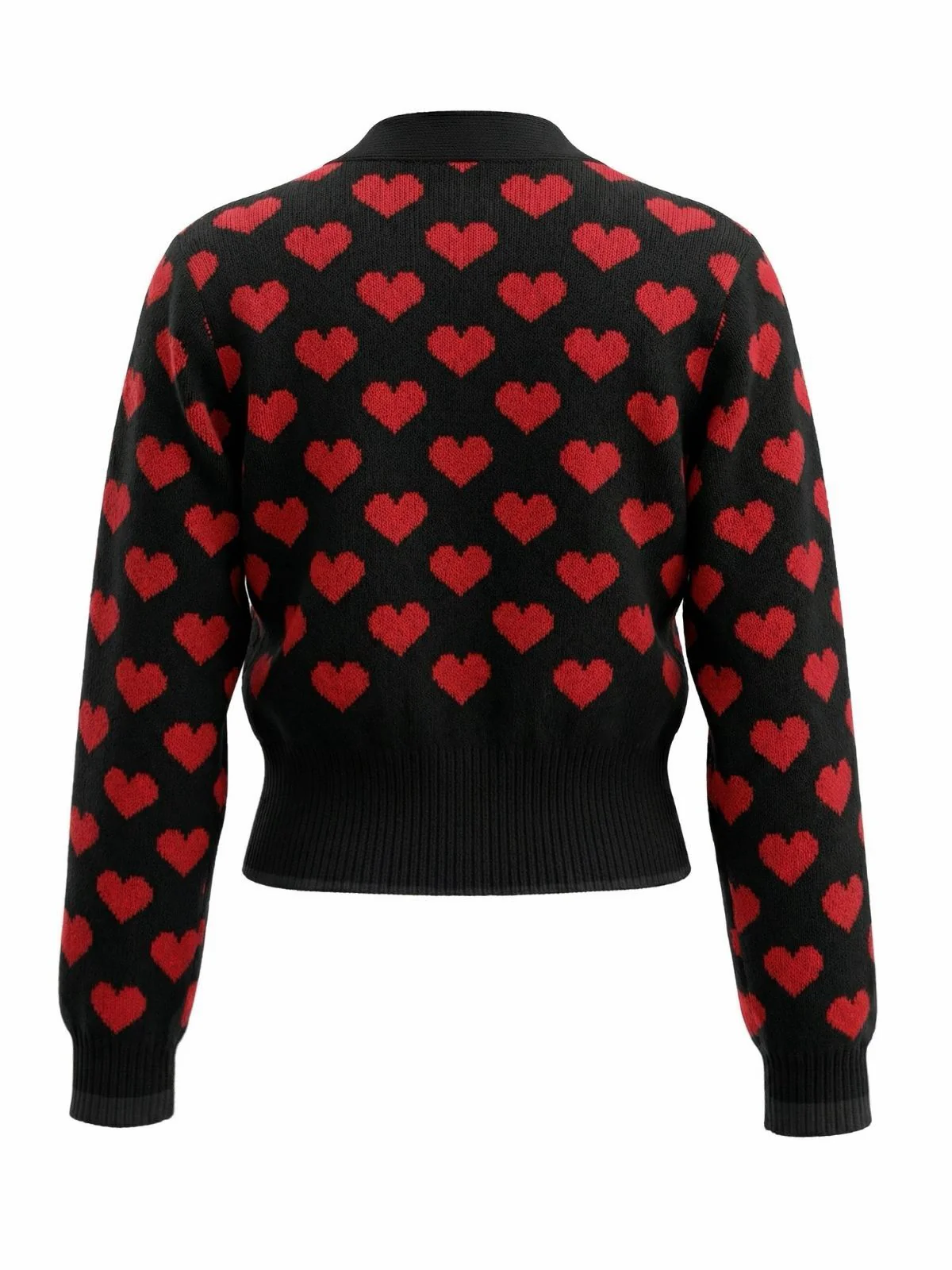 Gilet court en maille noire à motif cœur de la Saint-Valentin années 1960 - Image 3
